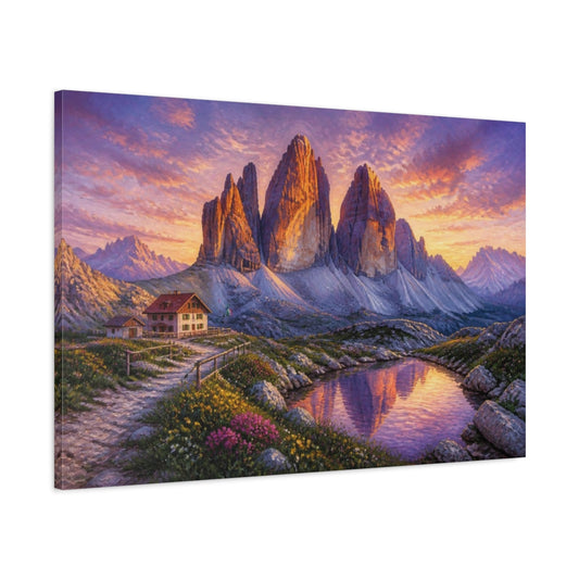 Main Mockup. Italian Alpine Peaks shown as canvas print