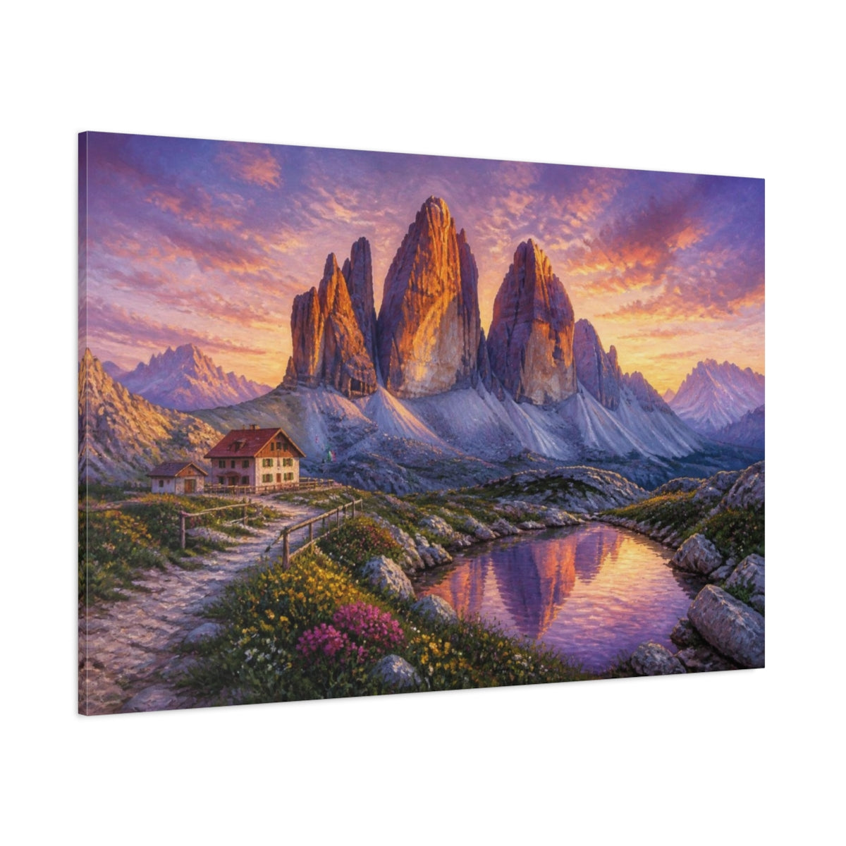 Side Mockup 1. Italian Alpine Peaks shown as canvas print