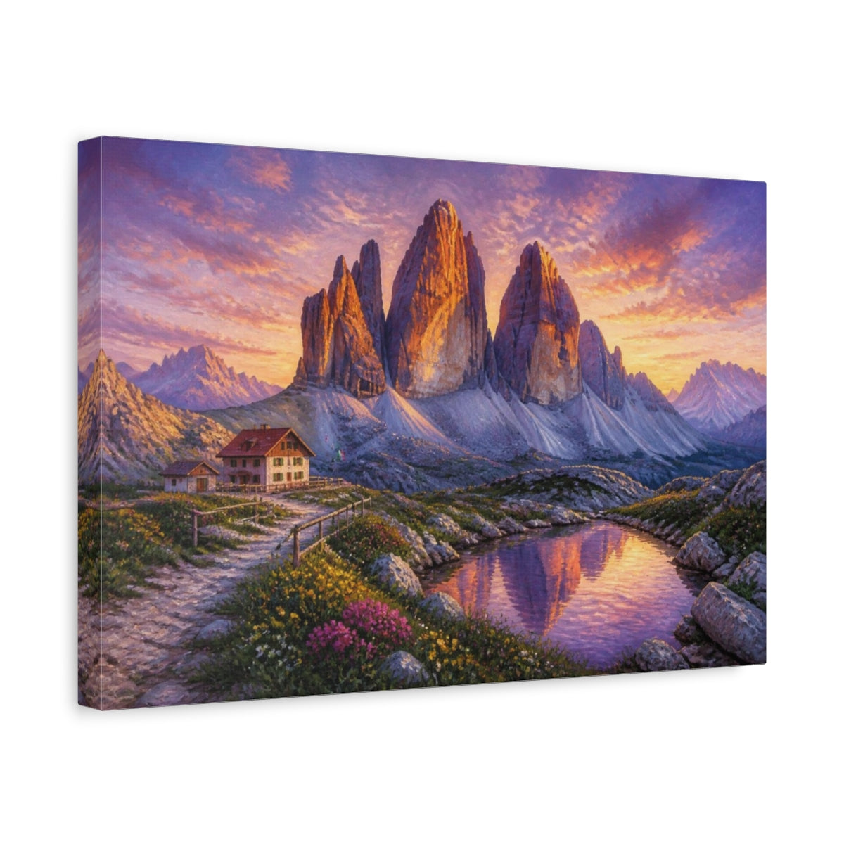 Side Mockup 4. Italian Alpine Peaks shown as canvas print