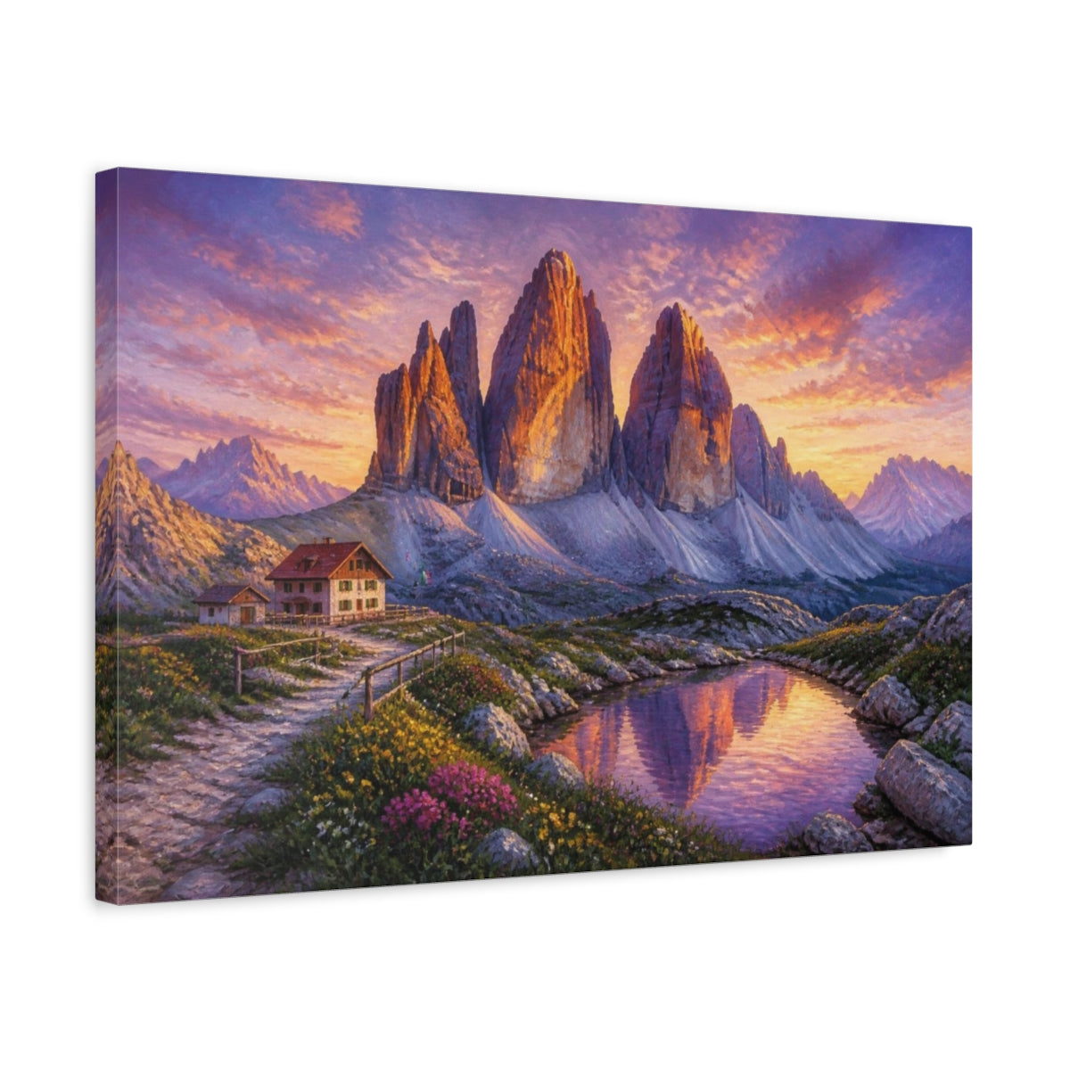 Side Mockup 3. Italian Alpine Peaks shown as canvas print