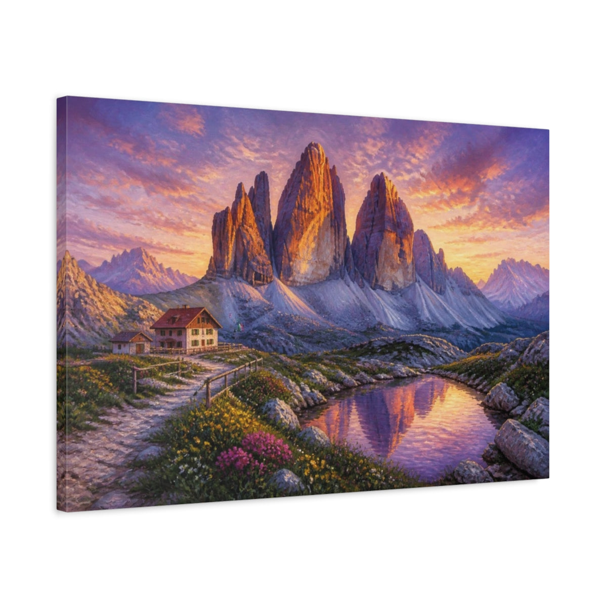 Side Mockup 2. Italian Alpine Peaks shown as canvas print