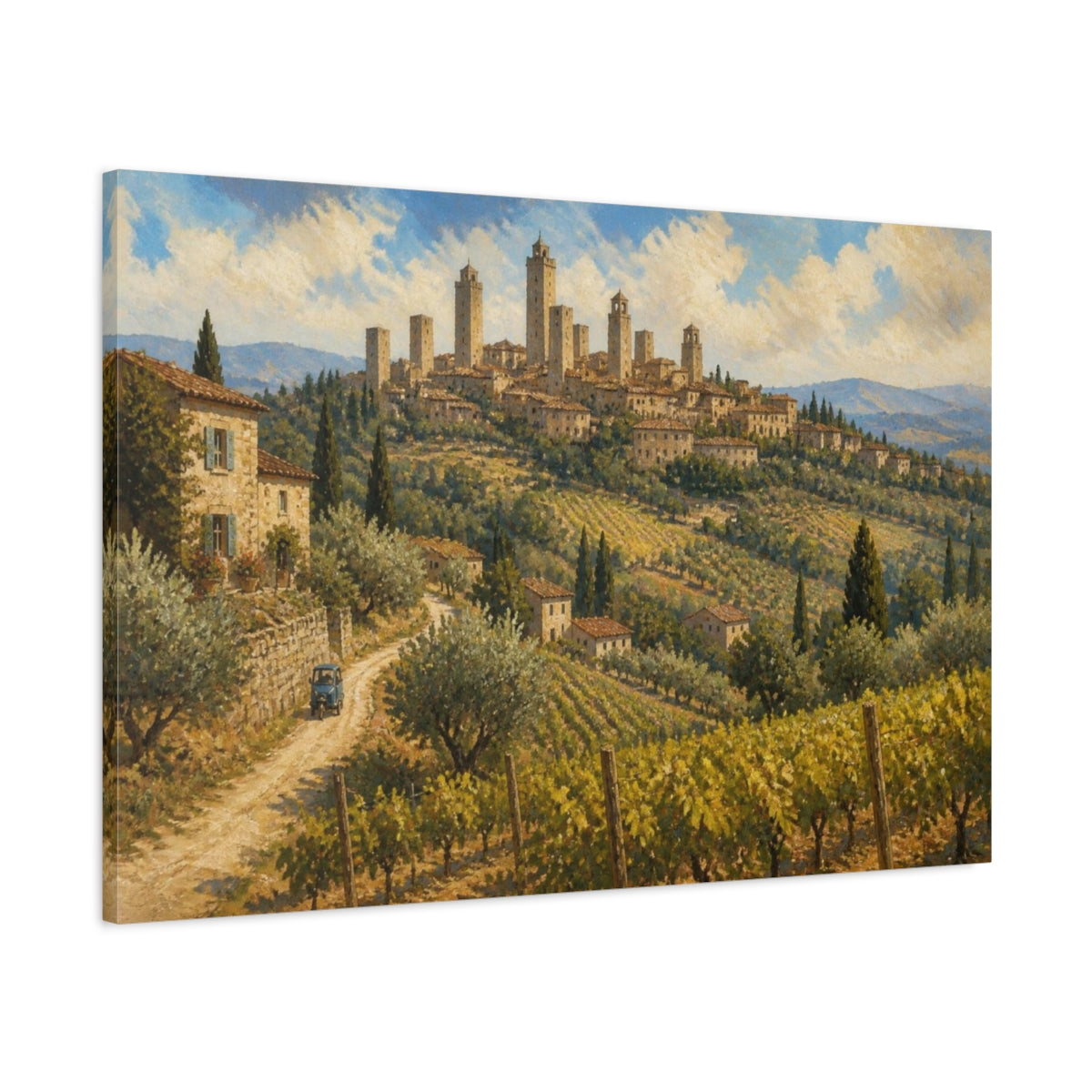 Main Mockup. Italian Hill Town shown as canvas print