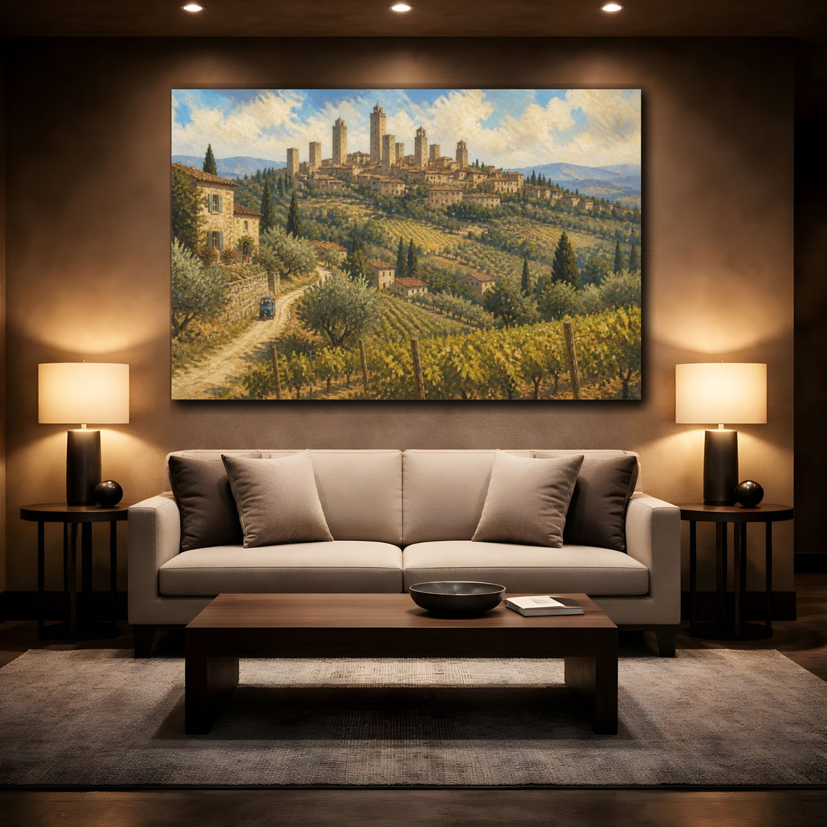 Mockup 2. Italian Hill Town shown as canvas print