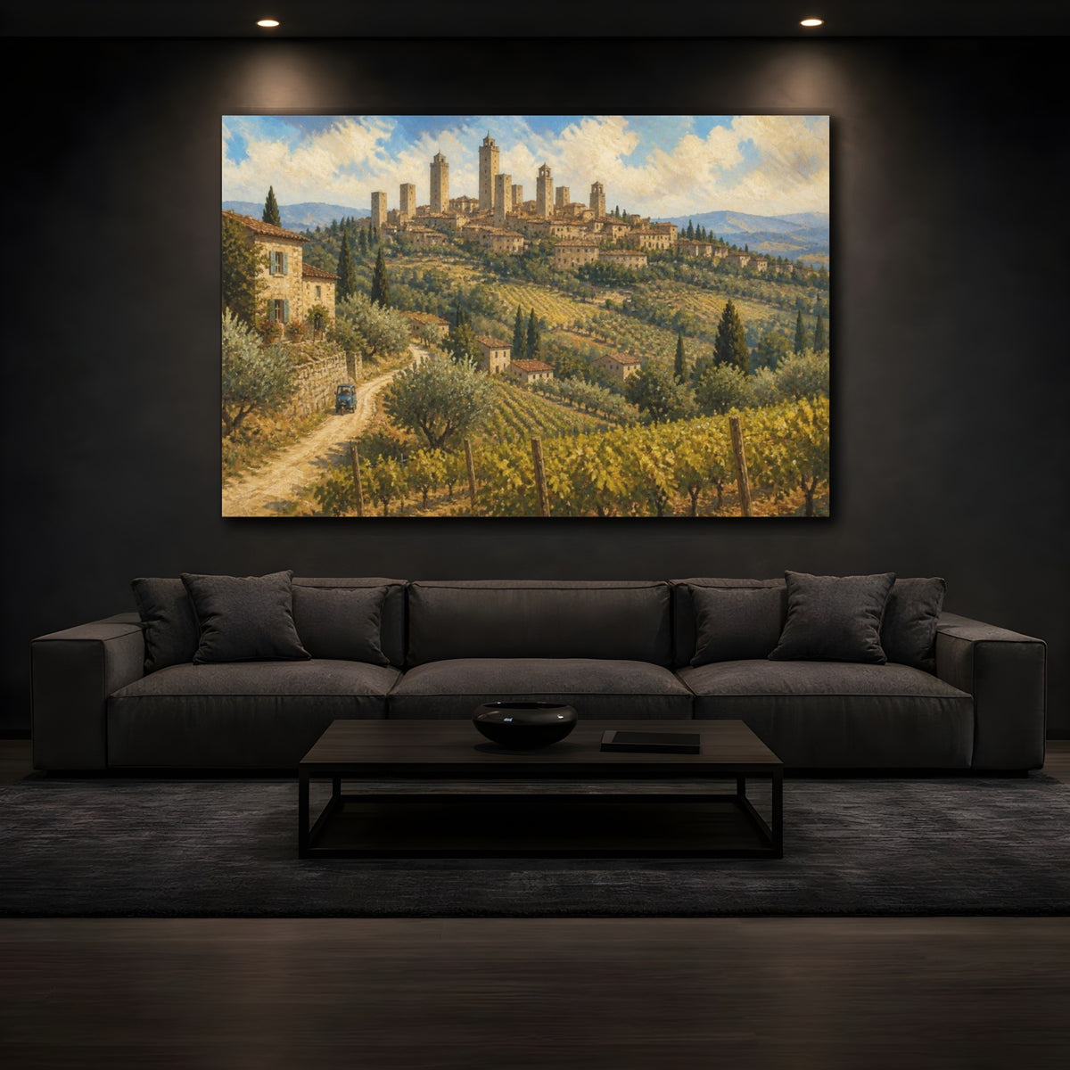 Mockup 3. Italian Hill Town shown as canvas print