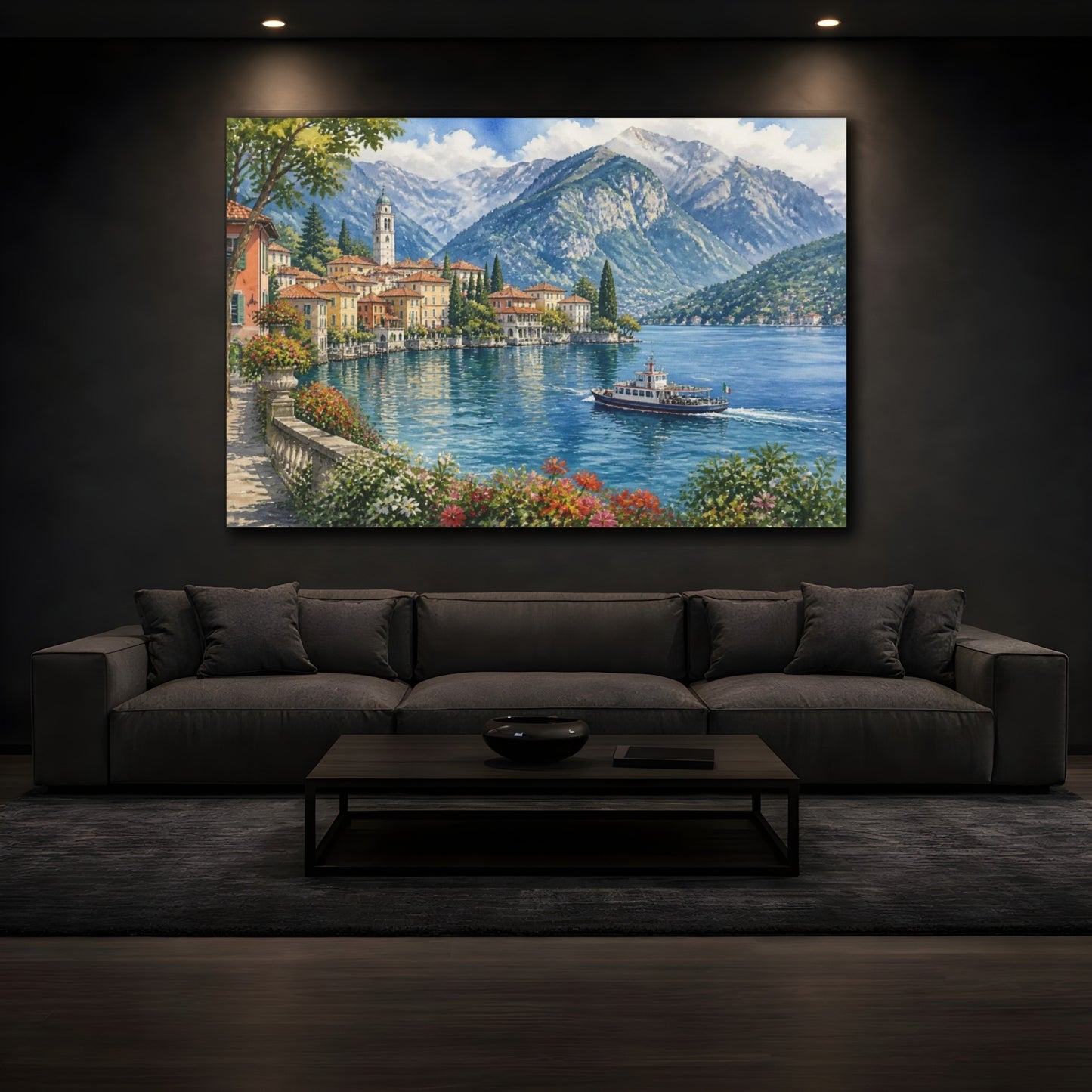 Mockup 3. Italian Lakeside Village shown as canvas print