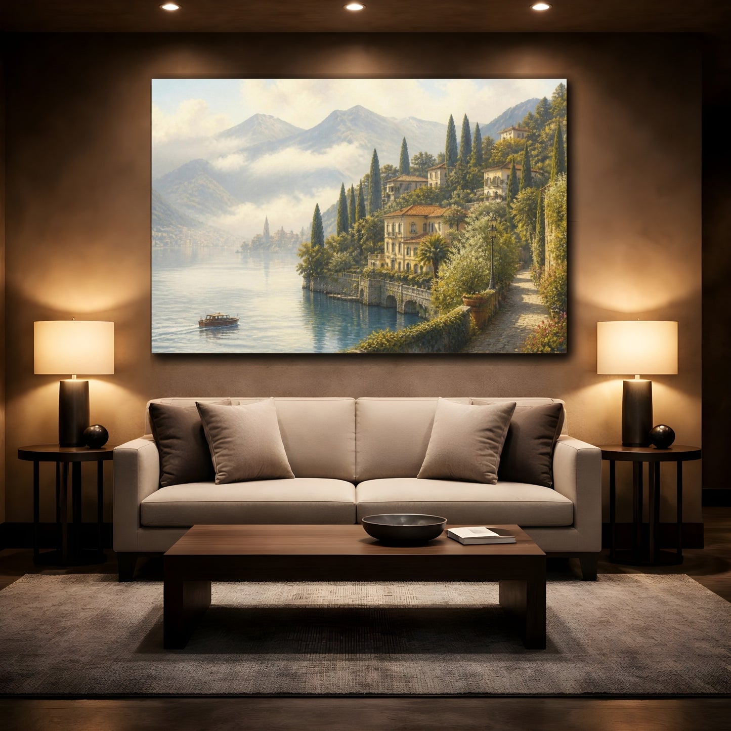 Mockup 2. Italian Lakeside Villas shown as canvas print