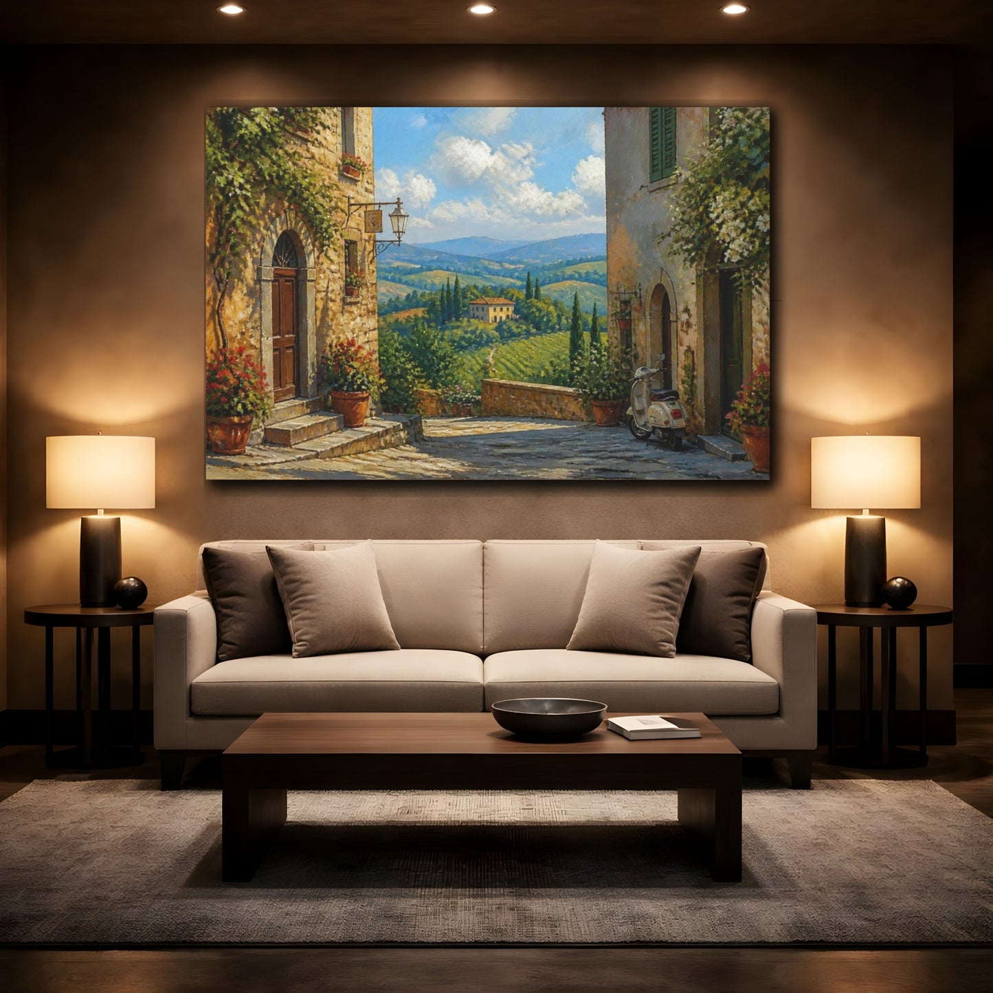 Mockup 2. Italian Village Alley shown as canvas print