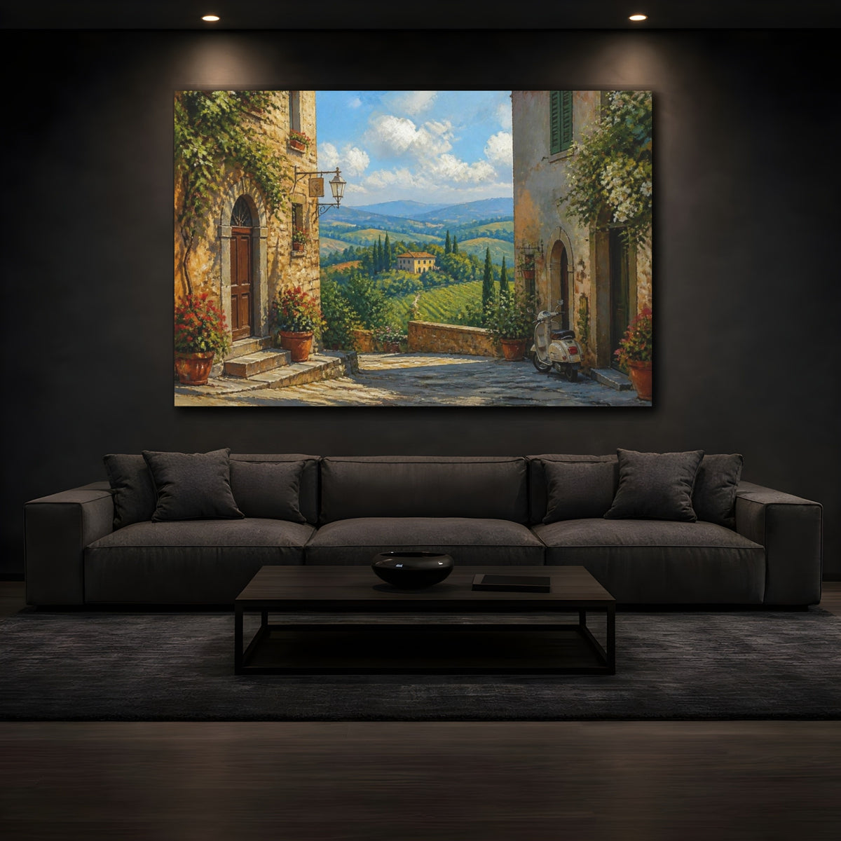 Mockup 3. Italian Village Alley shown as canvas print