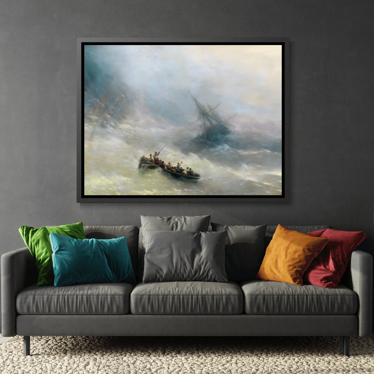 Ivan Aivazovsky Rainbow Sea Landscape - Canvas Wall Art Print in Black Frame