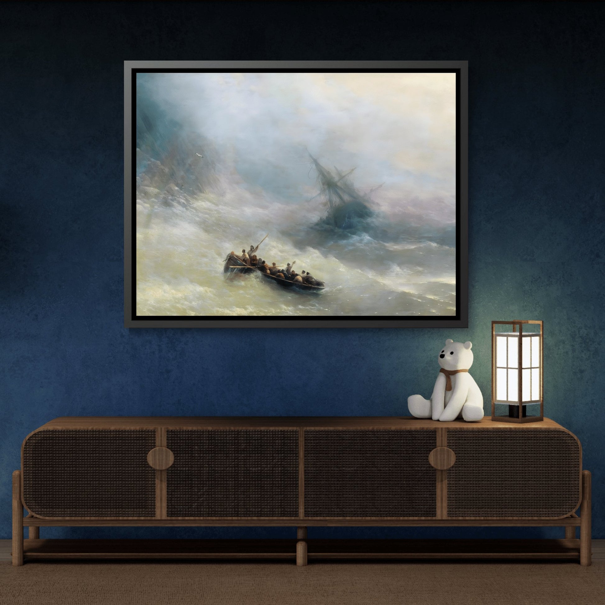 Ivan Aivazovsky Rainbow Sea Landscape - Canvas Wall Art Print in Black Frame