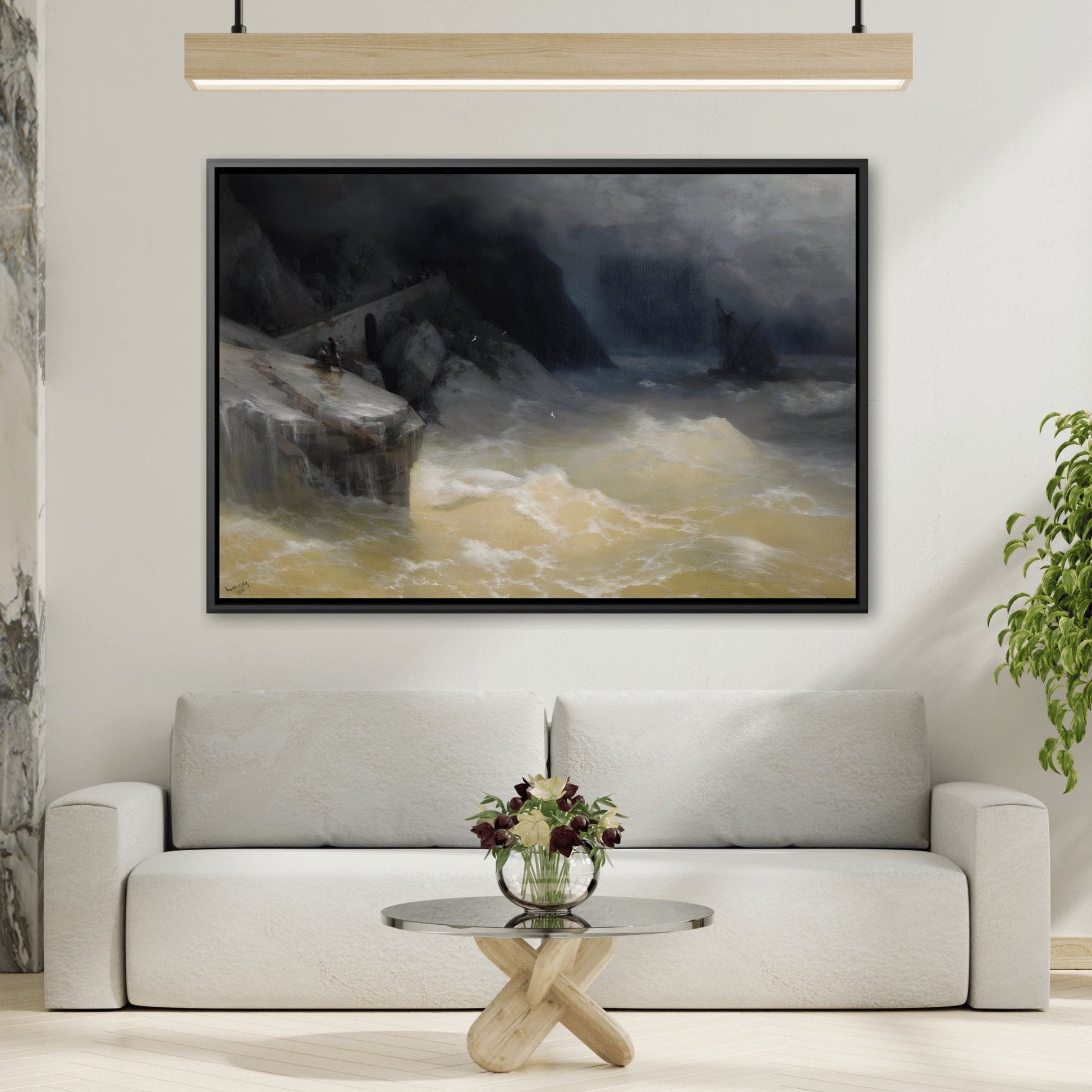 Ivan Aivazovsky Shipwreck Sea Coast Landscape - Framed Canvas Wall Art Print - YesArtYes