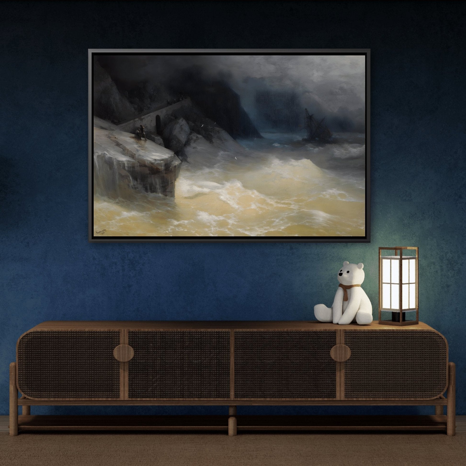 Ivan Aivazovsky Shipwreck Sea Coast Landscape - Framed Canvas Wall Art Print - YesArtYes