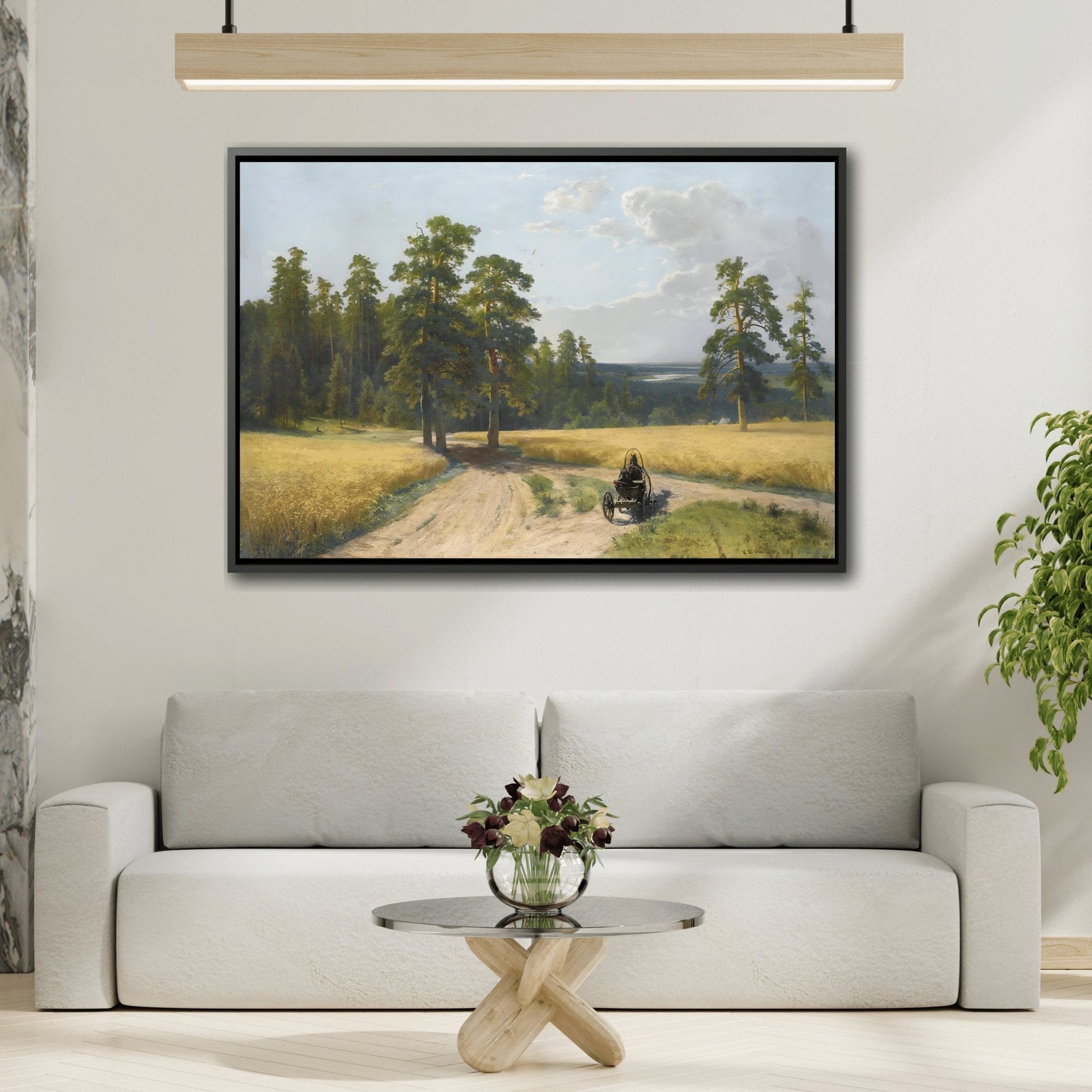 Ivan Ivanovich Pine Forest - Framed Canvas Wall Art Print in Black Frame