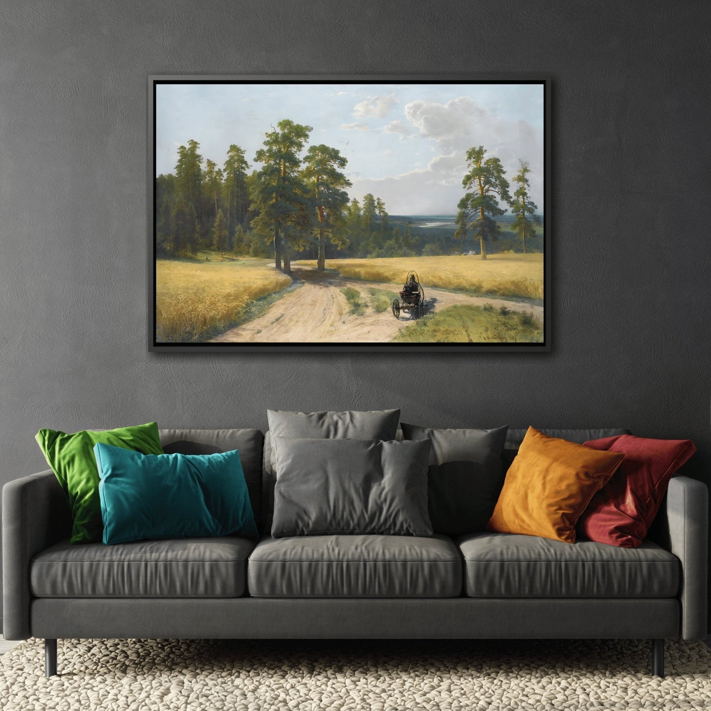 Ivan Ivanovich Pine Forest - Framed Canvas Wall Art Print in Black Frame