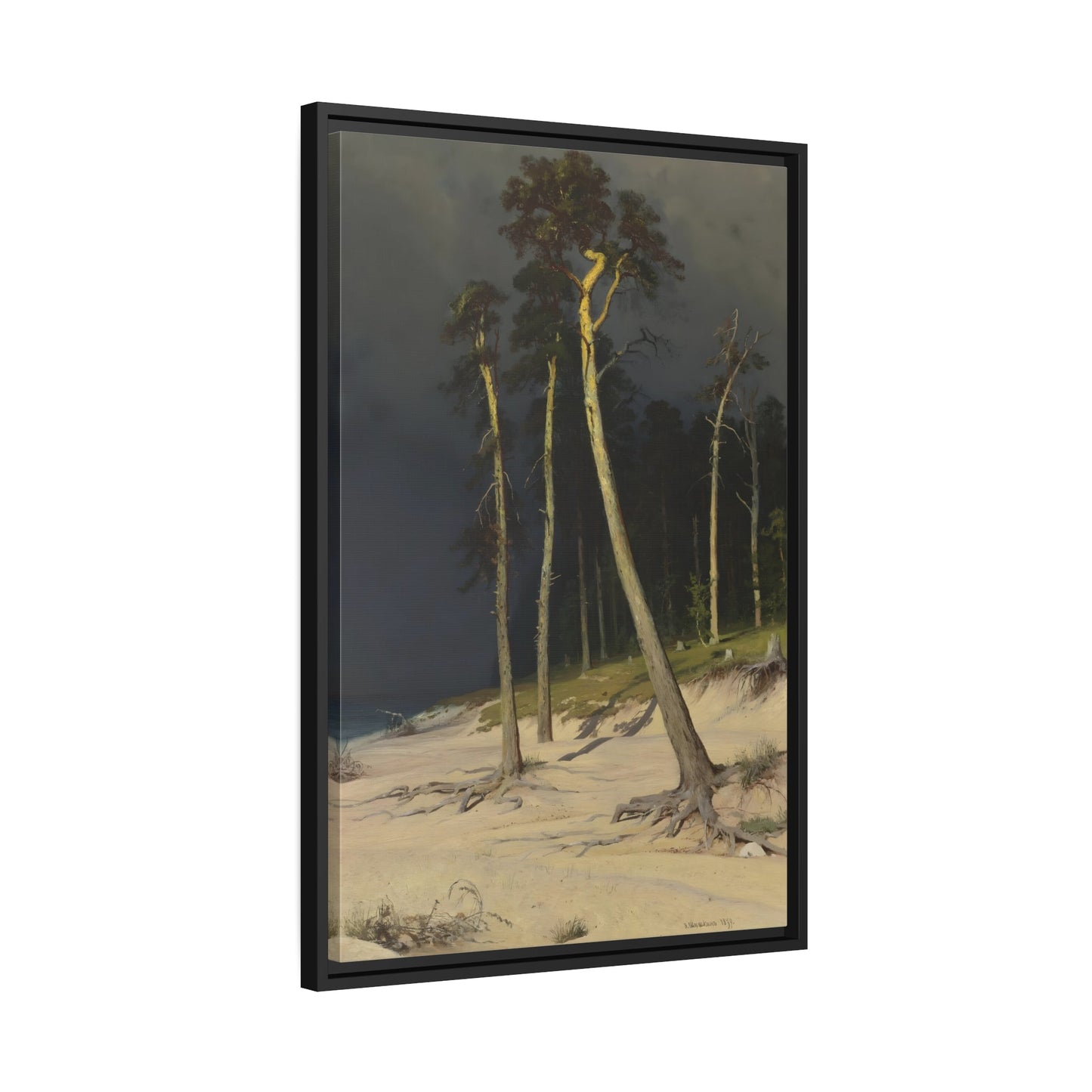 Ivan Shishkin Sandy Coastline Landscape - Framed Canvas Art Reproduction