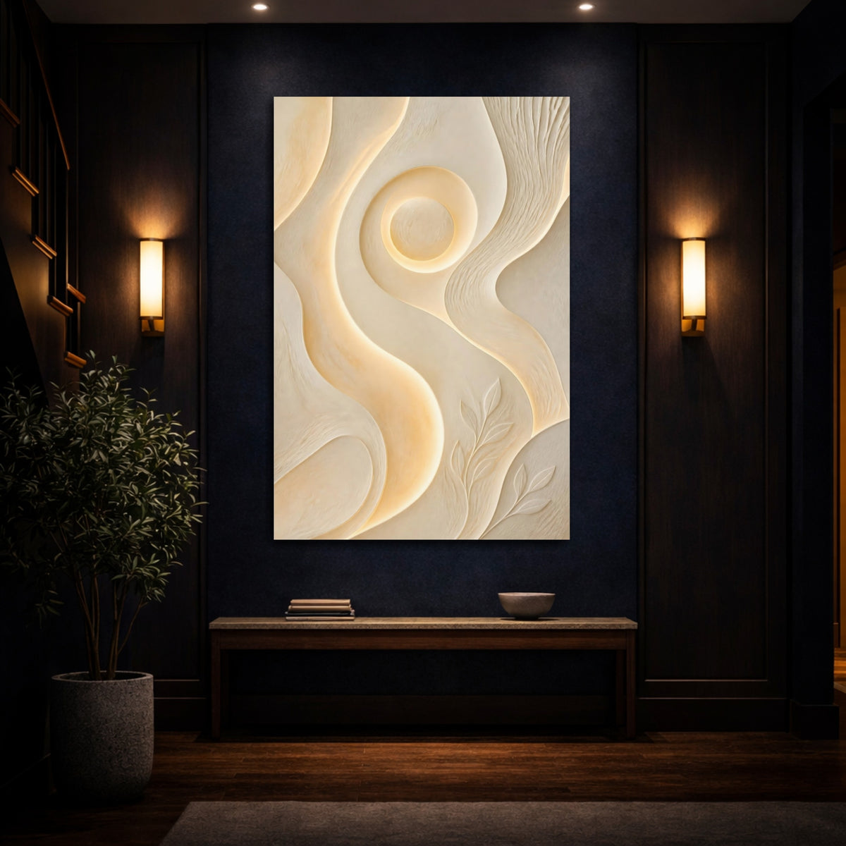 Mockup 4. Ivory Glow Relief shown as canvas print