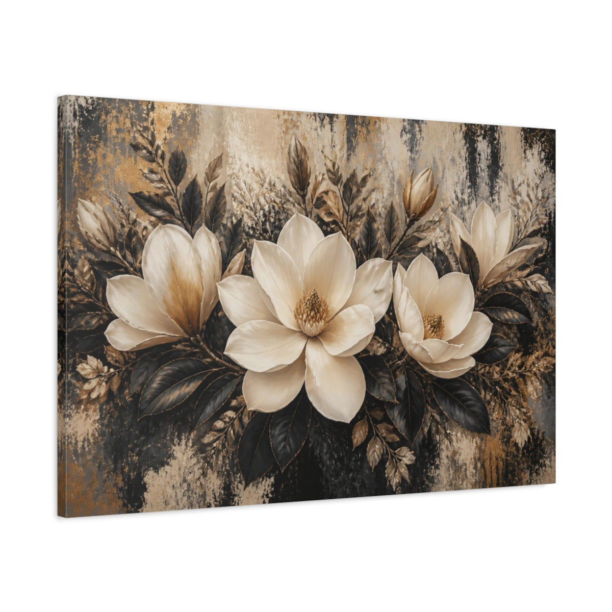 Main Mockup. Ivory Magnolia Flower Centerpiece shown as canvas print