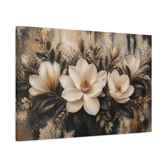 Main Mockup. Ivory Magnolia Flower Centerpiece shown as canvas print