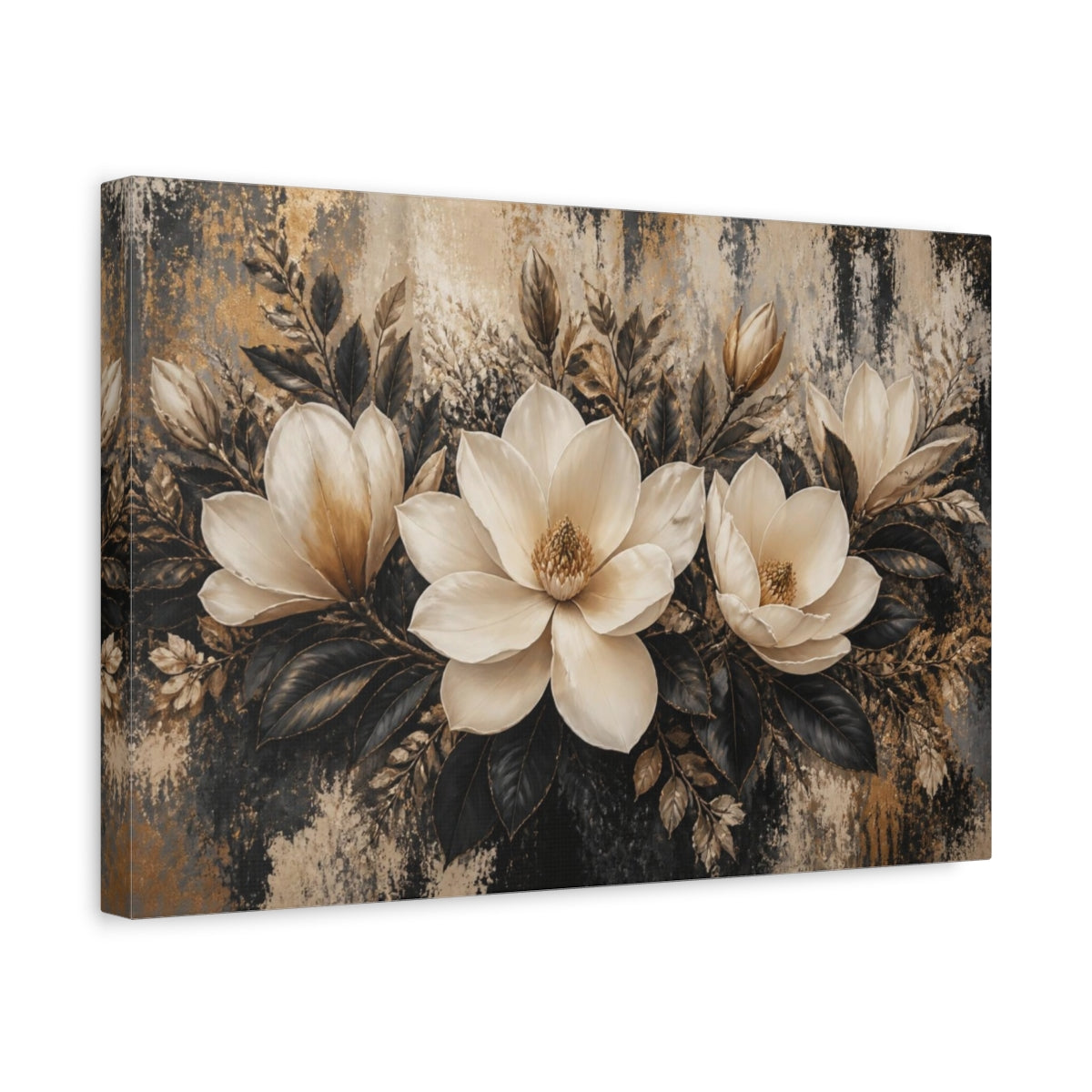 Side Mockup 4. Ivory Magnolia Flower Centerpiece shown as canvas print