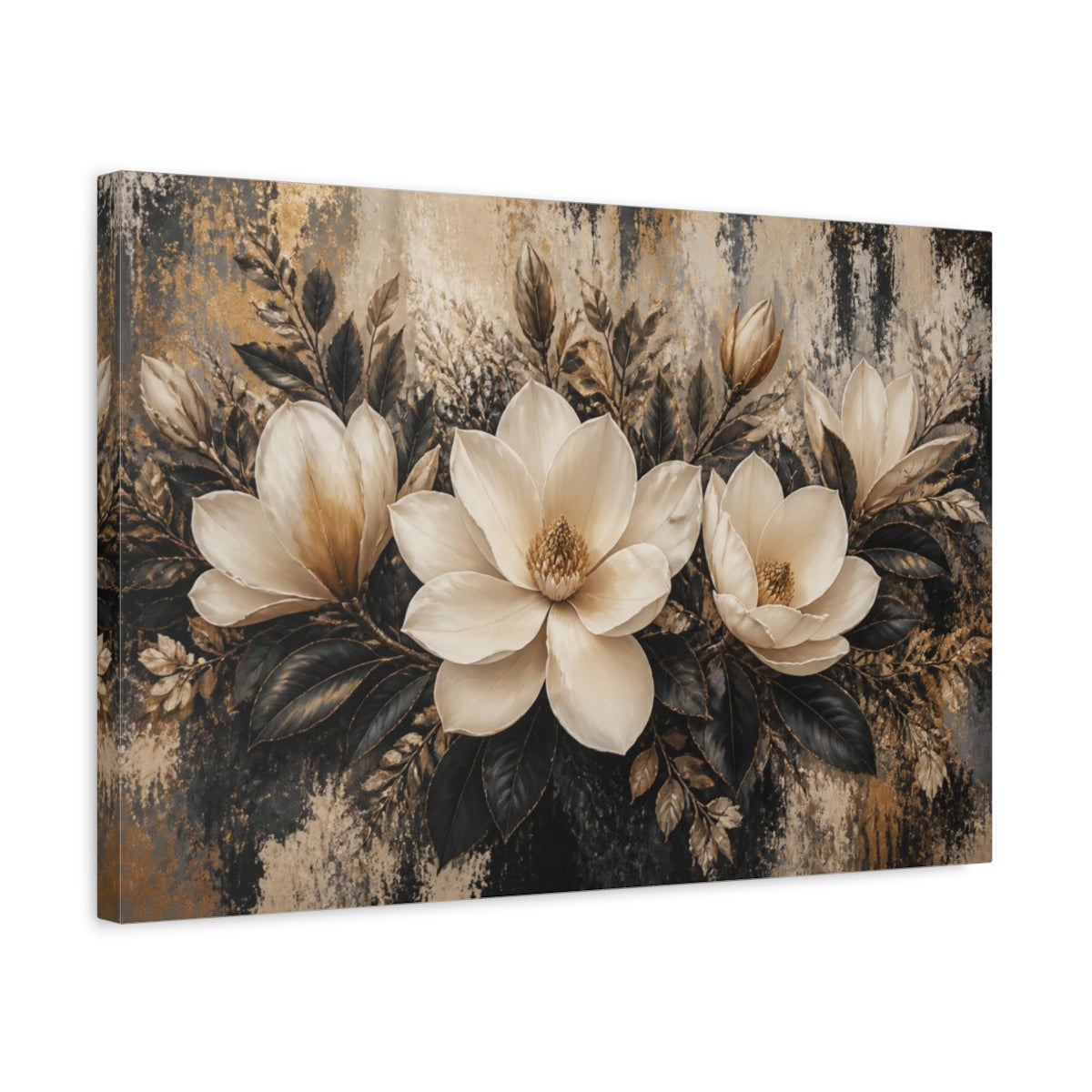 Side Mockup 3. Ivory Magnolia Flower Centerpiece shown as canvas print