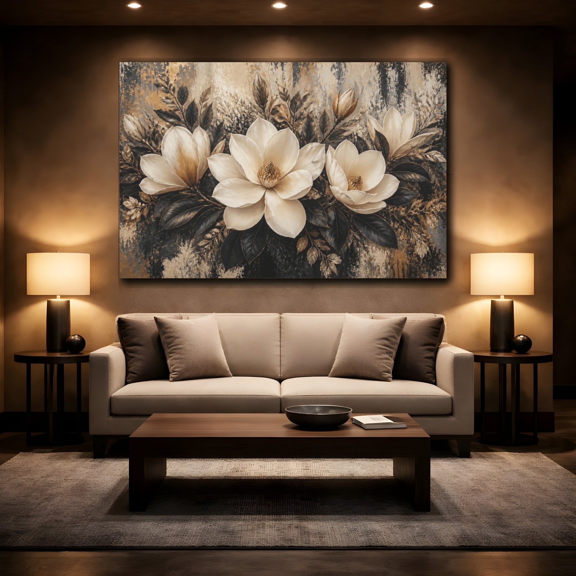 Mockup 2. Ivory Magnolia Flower Centerpiece shown as canvas print