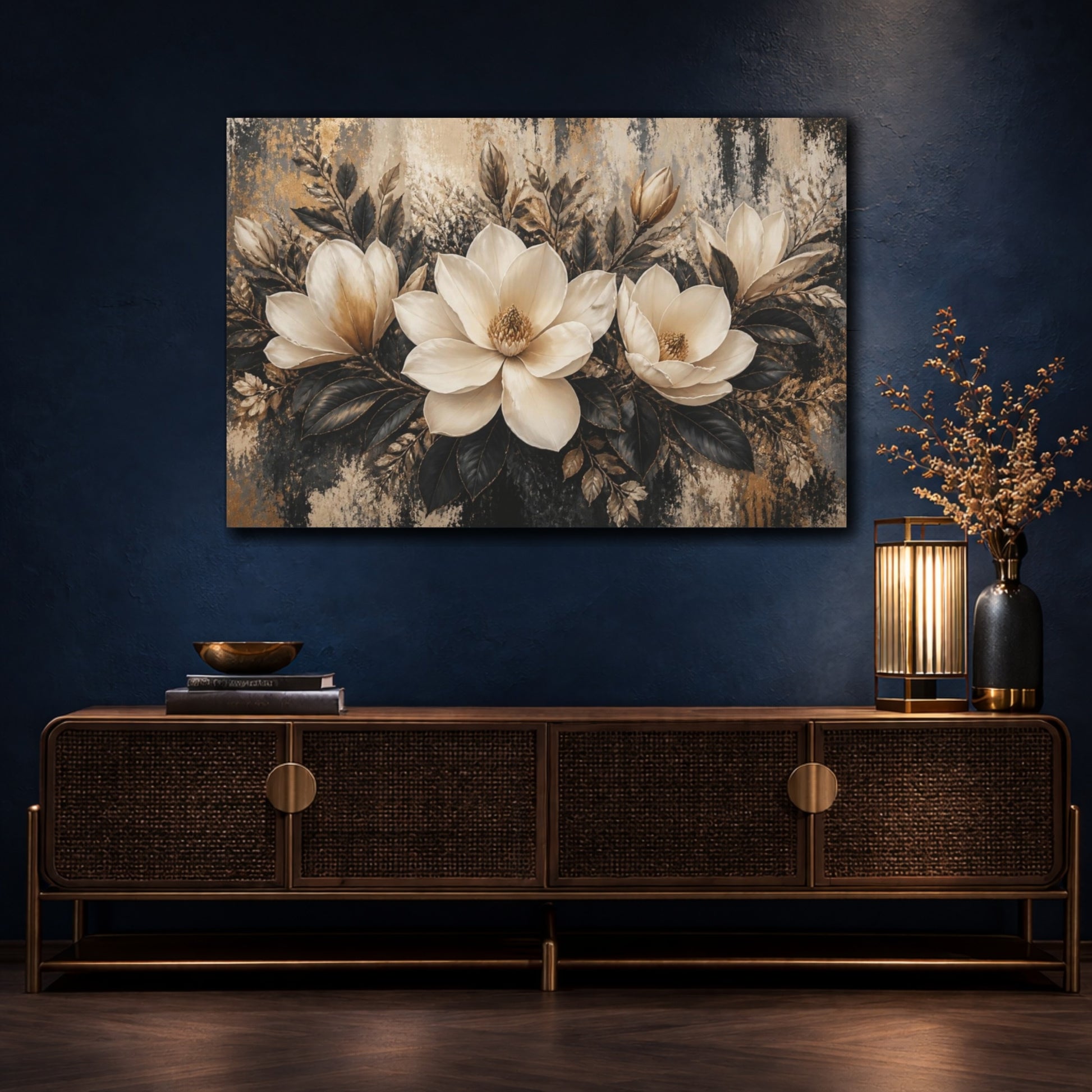 Mockup 4. Ivory Magnolia Flower Centerpiece shown as canvas print