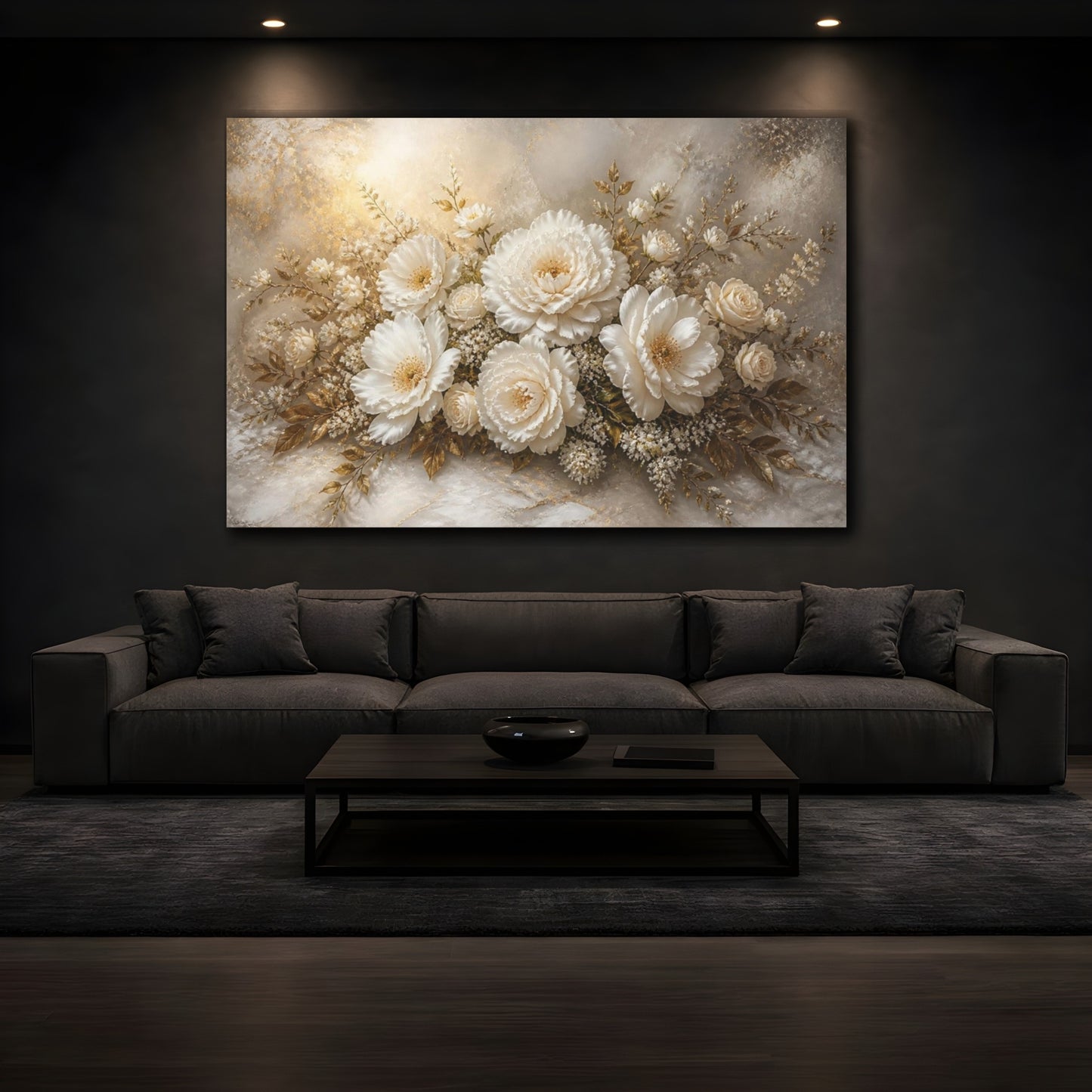 Mockup 3. Ivory Peonies Floral Elegance shown as canvas print