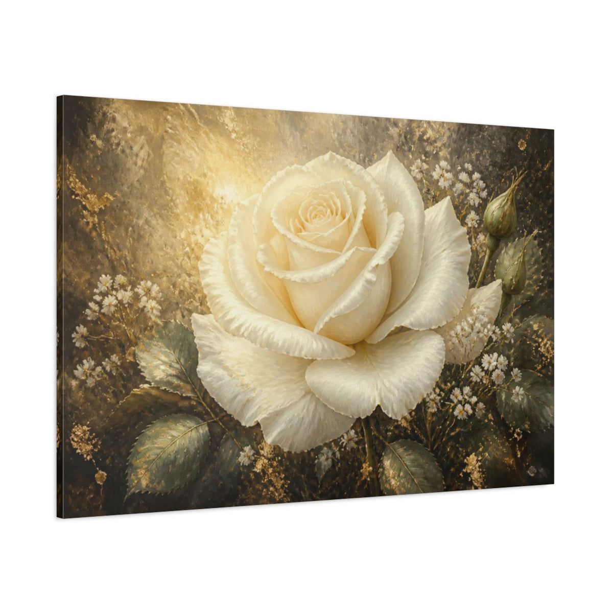 Side Mockup 1. Ivory Rose Elegance shown as canvas print