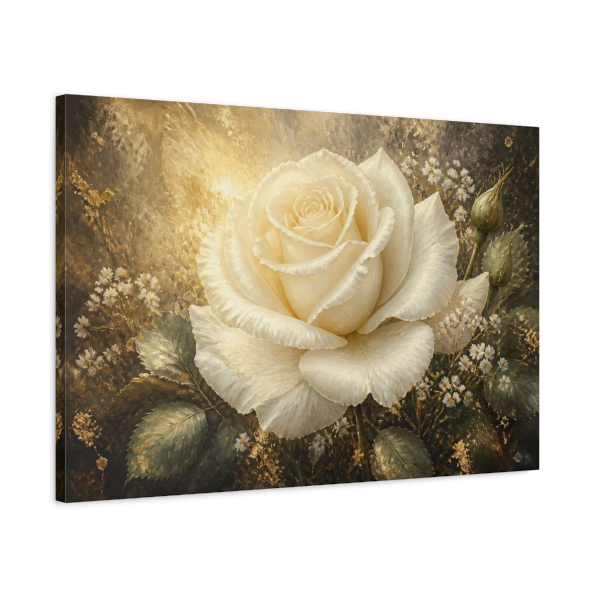 Side Mockup 2. Ivory Rose Elegance shown as canvas print