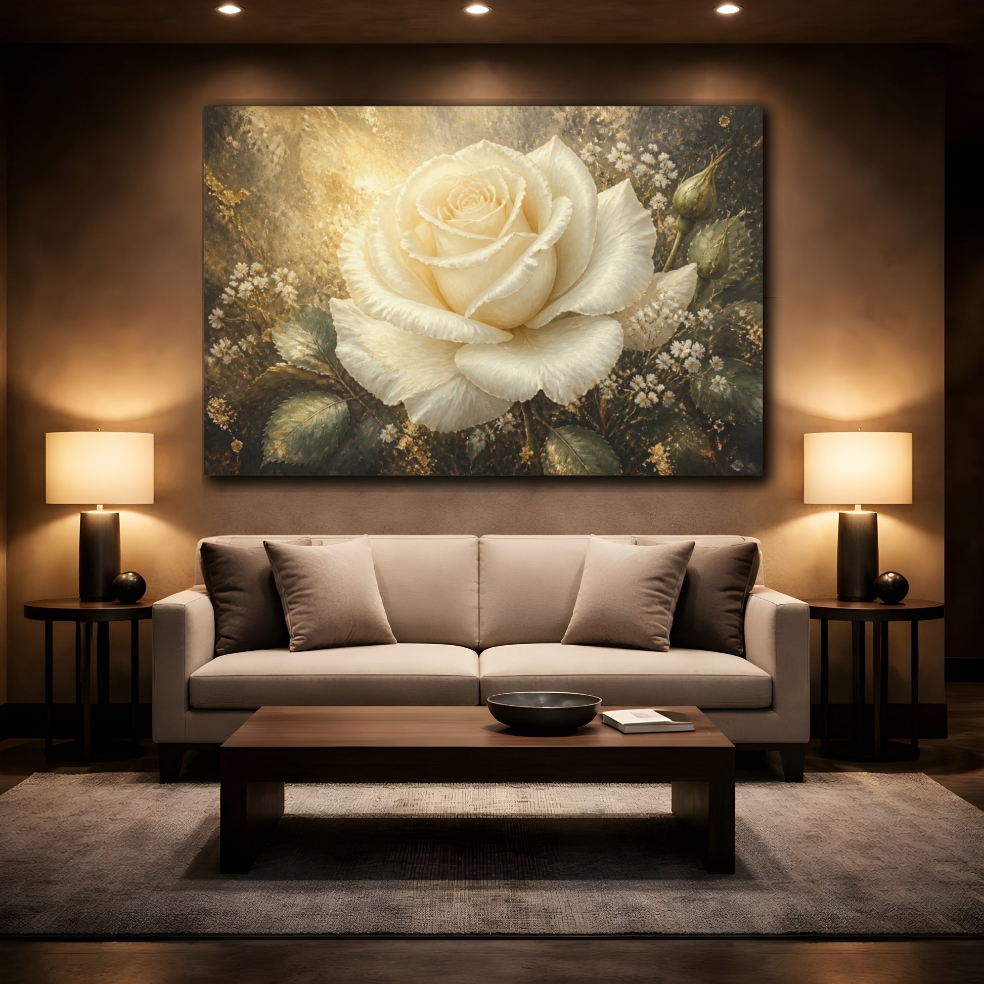 Mockup 2. Ivory Rose Elegance shown as canvas print