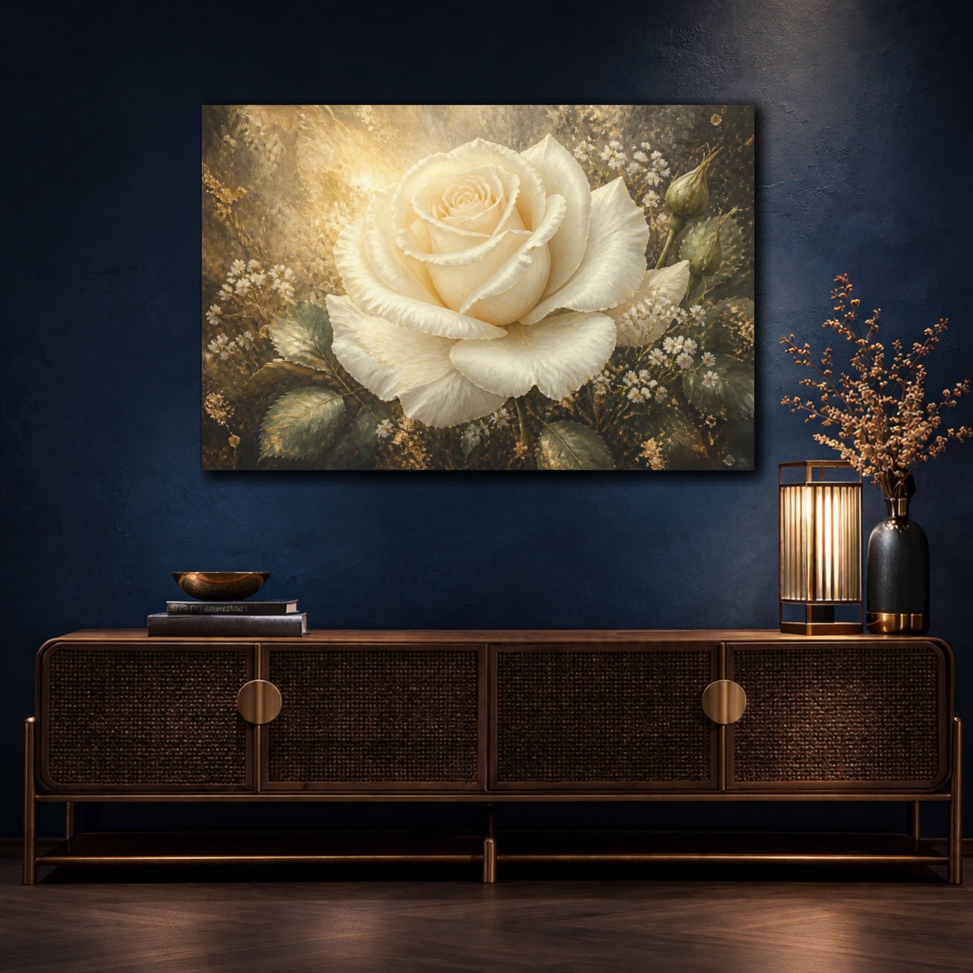 Mockup 4. Ivory Rose Elegance shown as canvas print