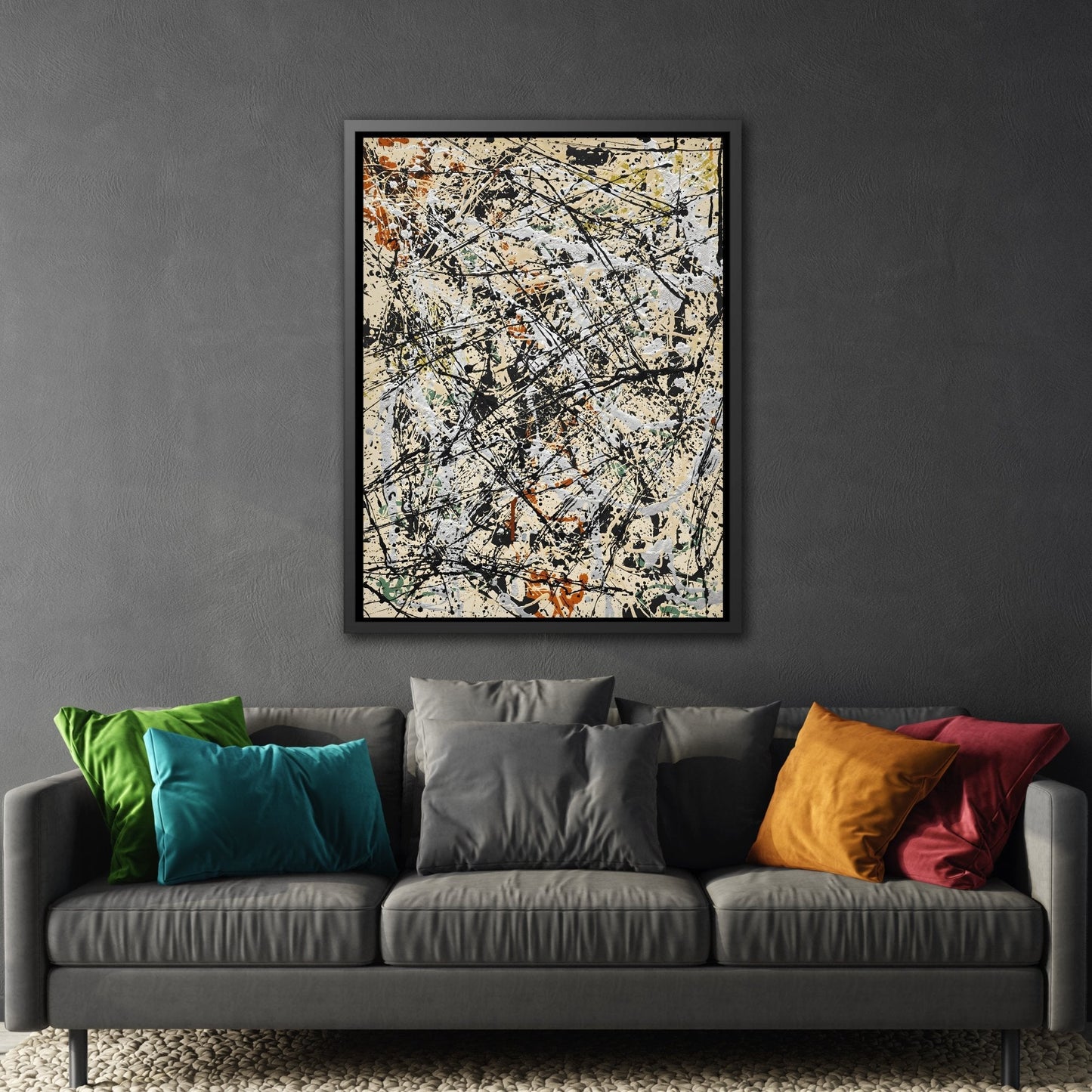 Jackson Pollock Abstract 32 - Framed Canvas Wall Art Print