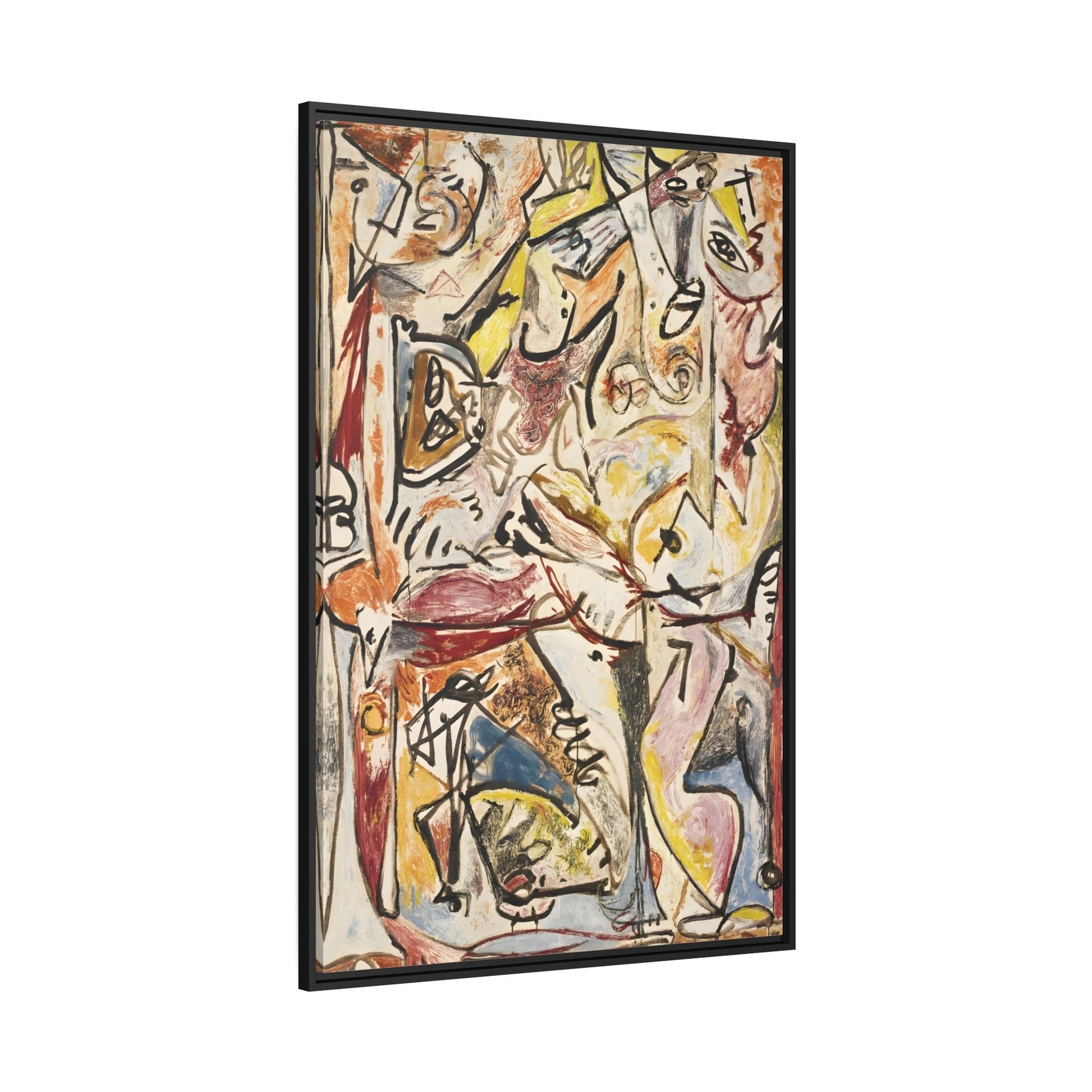 Jackson Pollock Blue Unconscious - Colorful Abstract Framed Canvas Print