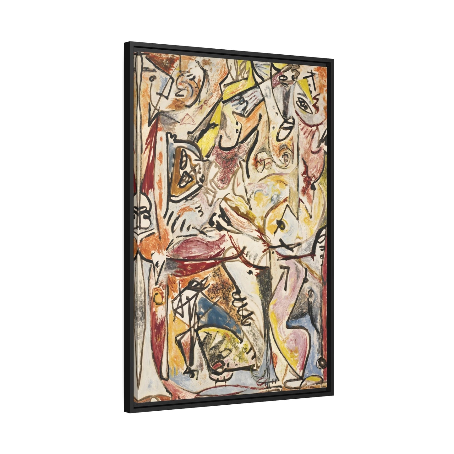 Jackson Pollock Blue Unconscious - Colorful Abstract Framed Canvas Print