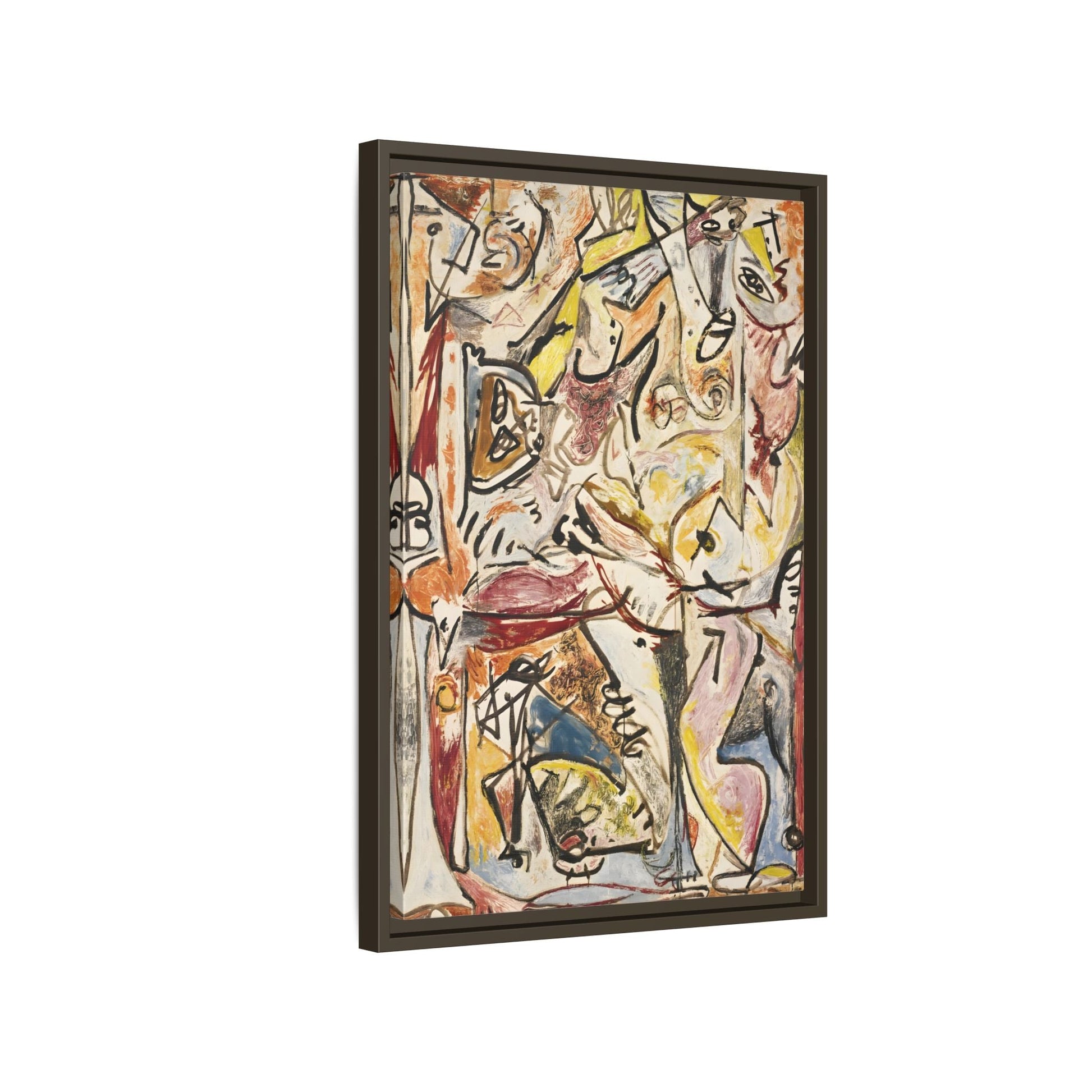 Jackson Pollock Blue Unconscious Wall Art - Colorful Abstract Framed Canvas Print