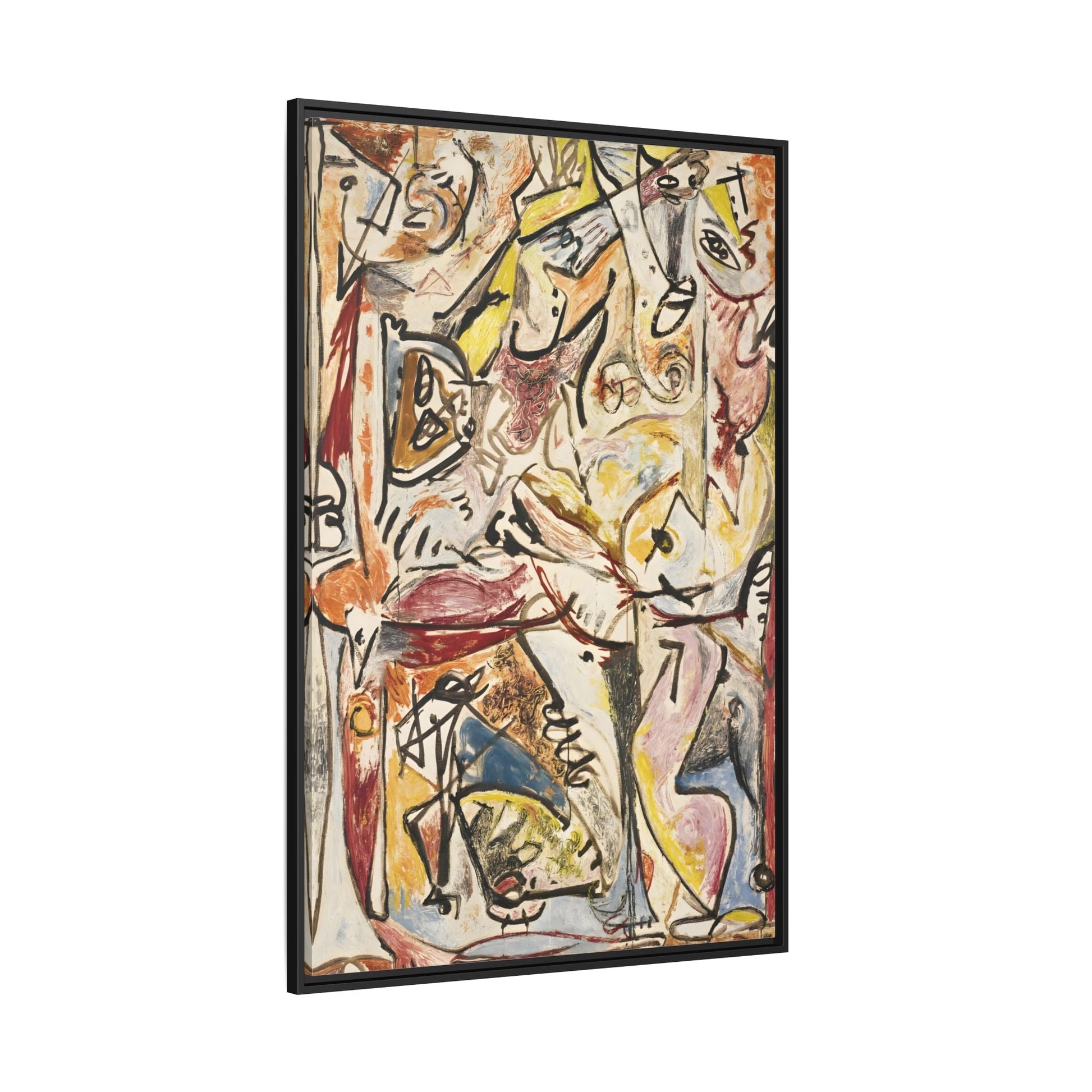 Jackson Pollock Blue Unconscious Wall Art - Colorful Abstract Framed Canvas Print