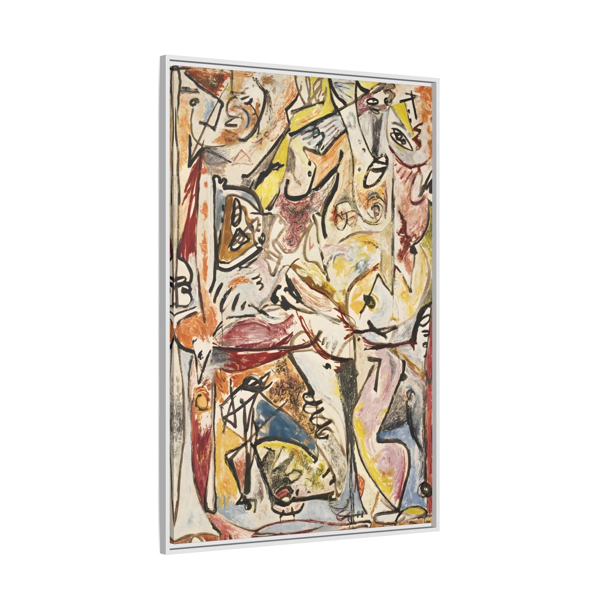 Jackson Pollock Blue Unconscious Wall Art - Colorful Abstract Framed Canvas Print