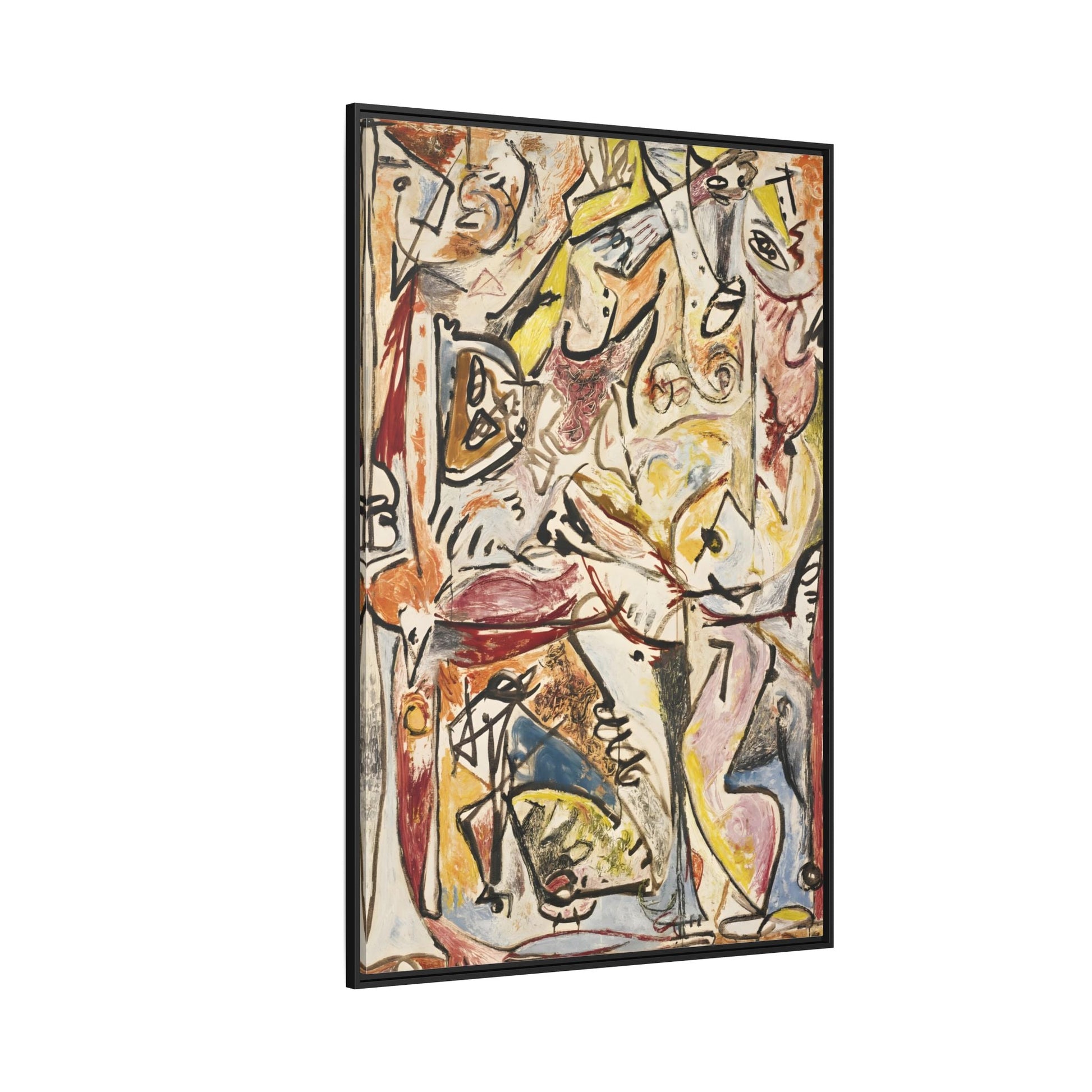 Jackson Pollock Blue Unconscious Wall Art - Colorful Abstract Framed Canvas Print