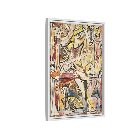 Jackson Pollock Blue Unconscious Wall Art - Colorful Abstract Framed Canvas Print