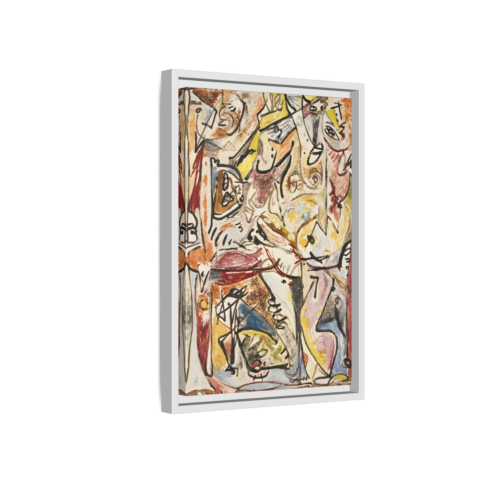 Jackson Pollock Blue Unconscious Wall Art - Colorful Abstract Framed Canvas Print