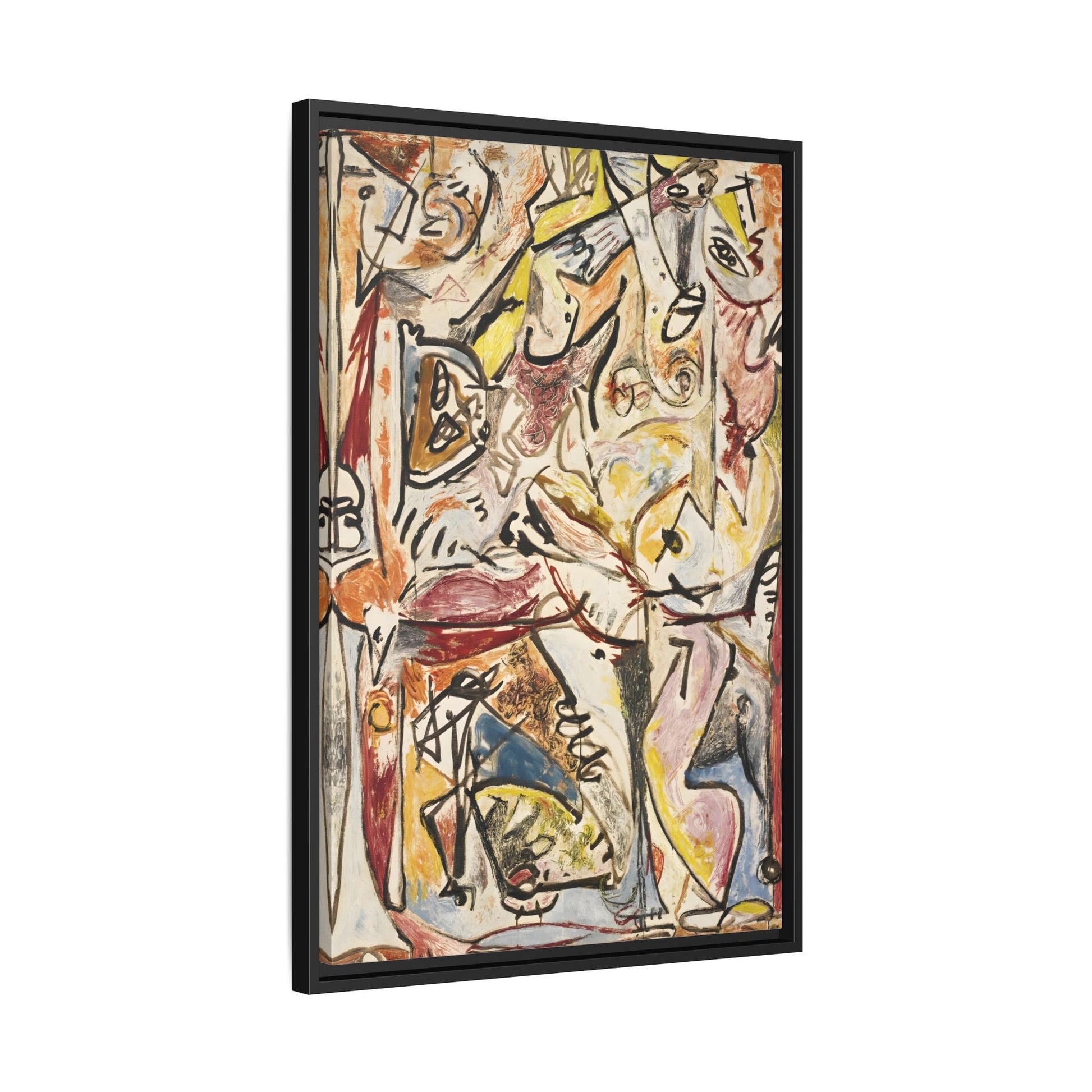 Jackson Pollock Blue Unconscious Wall Art - Colorful Abstract Framed Canvas Print