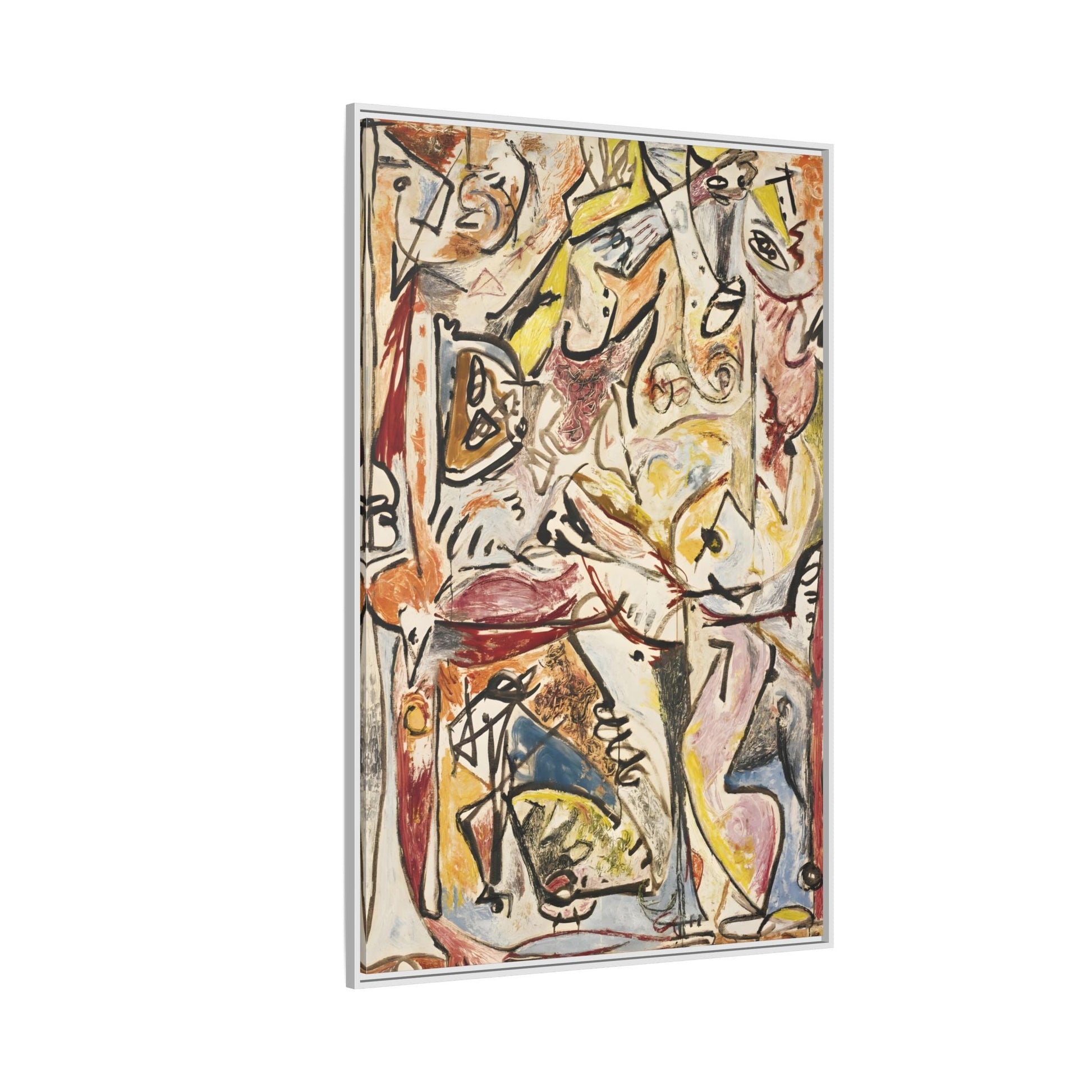 Jackson Pollock Blue Unconscious Wall Art - Colorful Abstract Framed Canvas Print