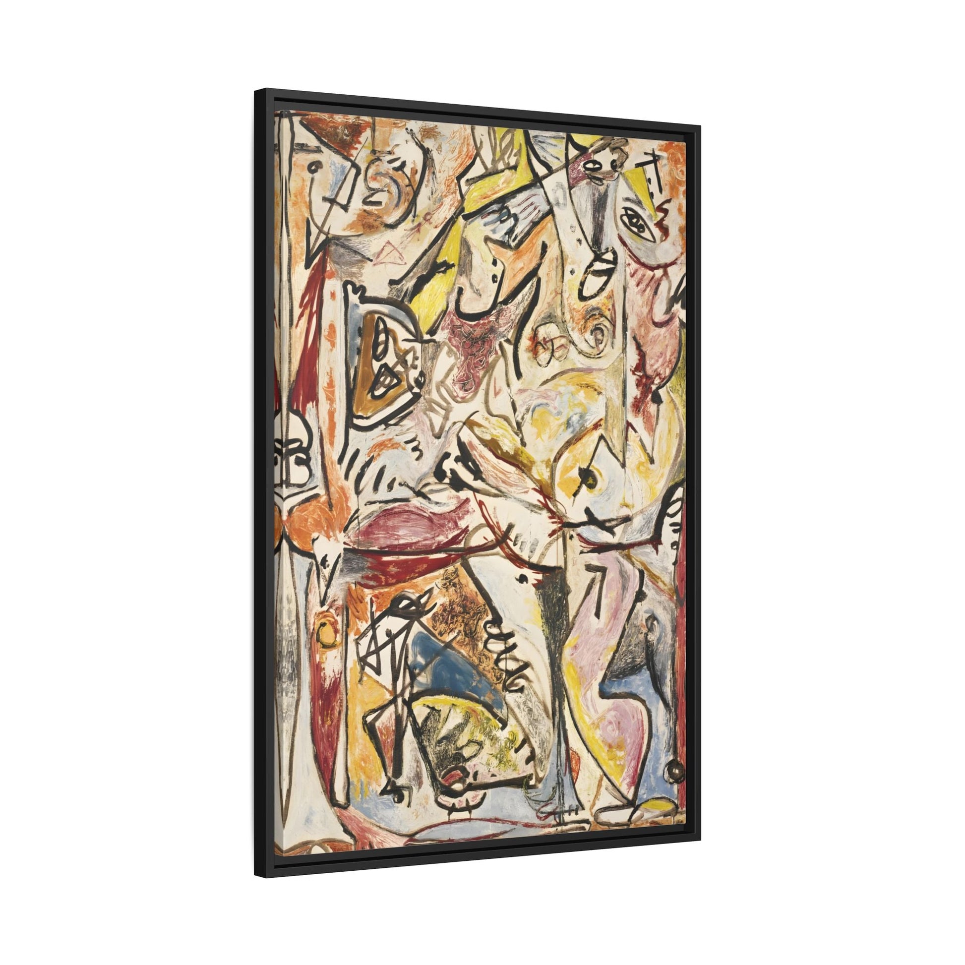 Jackson Pollock Blue Unconscious Wall Art - Colorful Abstract Framed Canvas Print