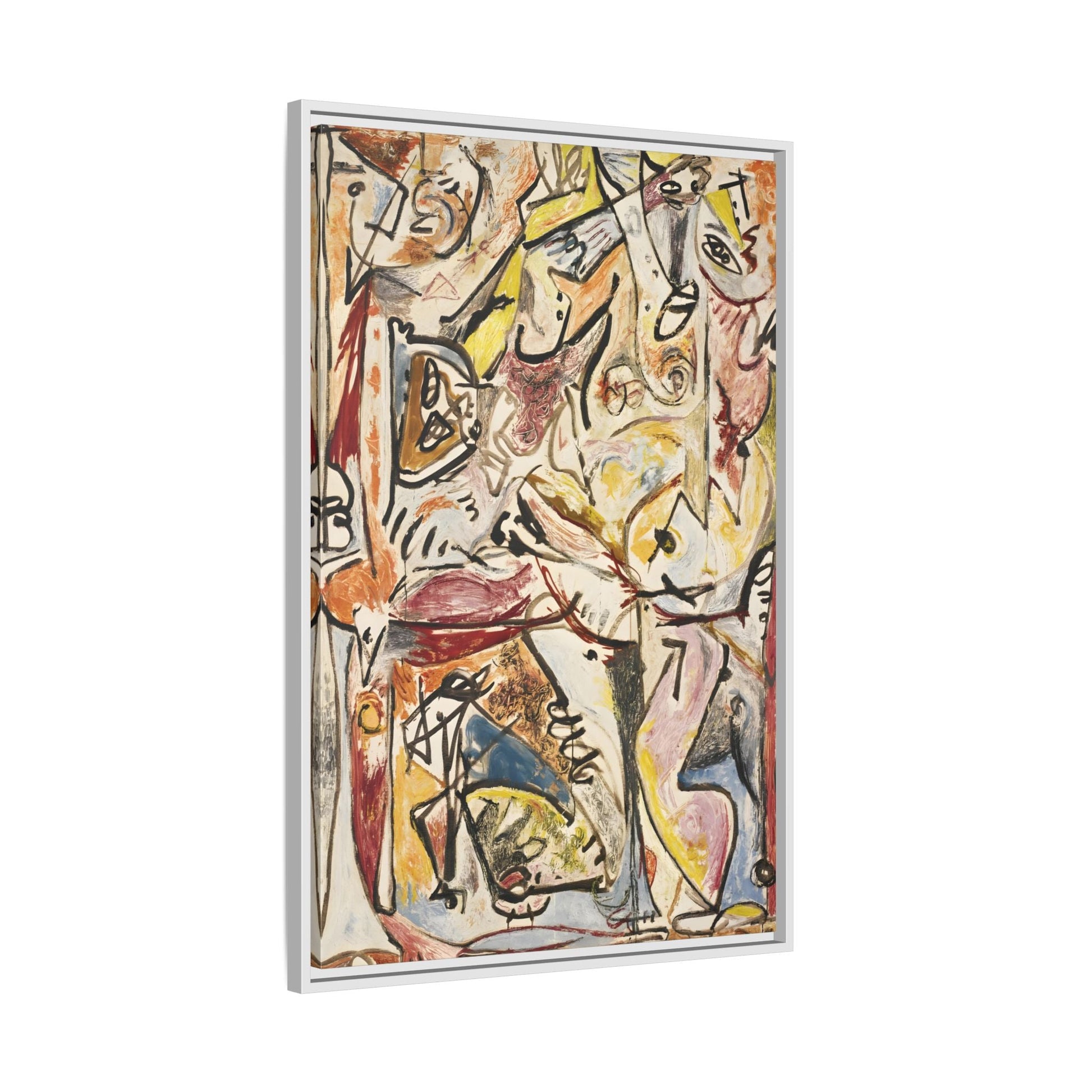 Jackson Pollock Blue Unconscious Wall Art - Colorful Abstract Framed Canvas Print