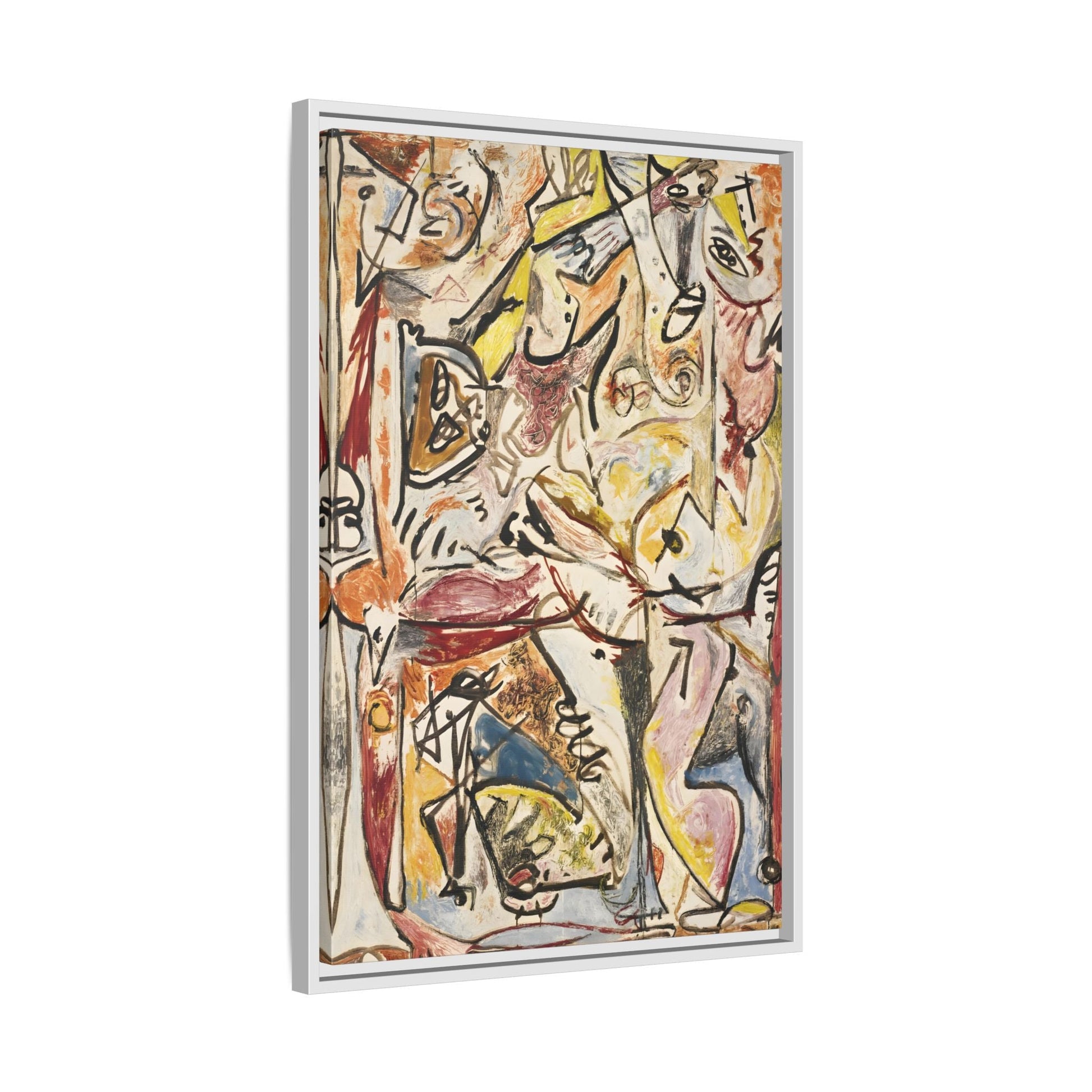 Jackson Pollock Blue Unconscious Wall Art - Colorful Abstract Framed Canvas Print