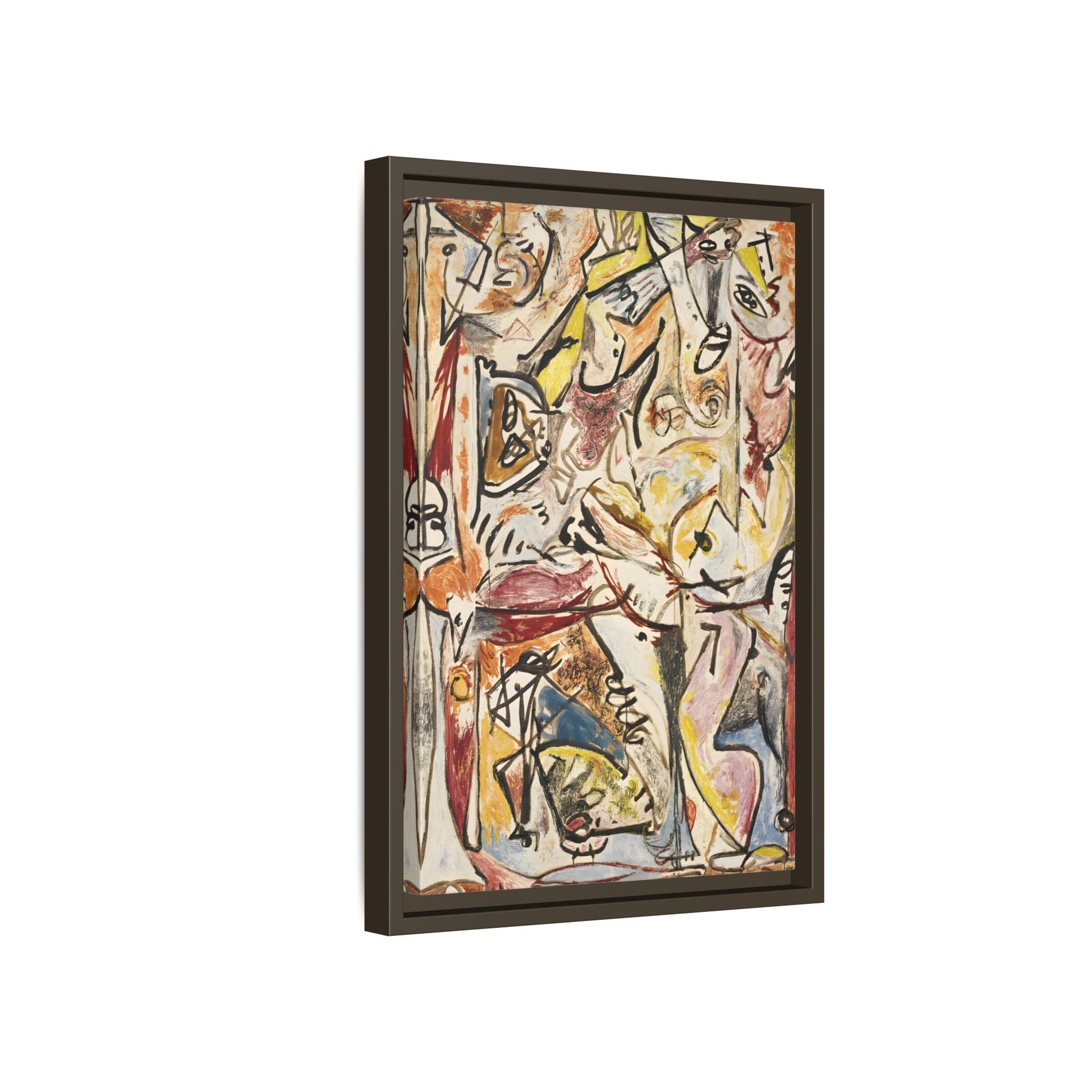 Jackson Pollock Blue Unconscious Wall Art - Colorful Abstract Framed Canvas Print