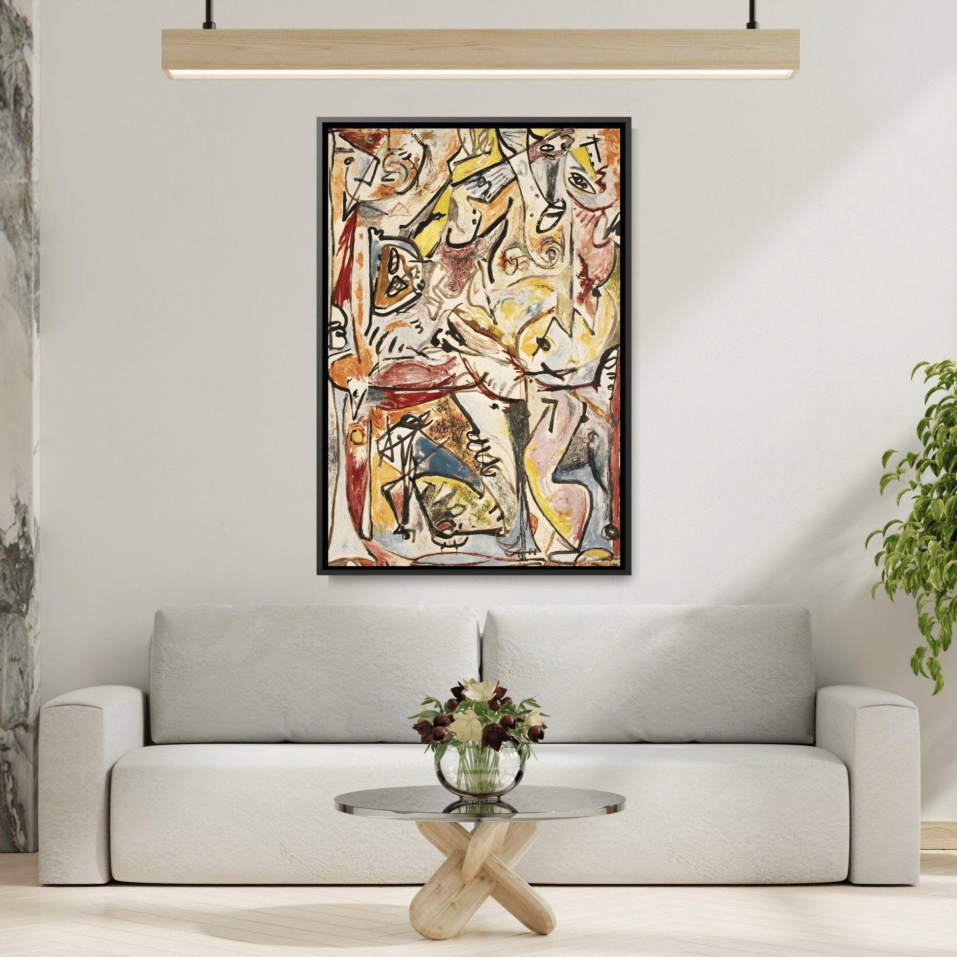 Jackson Pollock Blue Unconscious Wall Art - Colorful Abstract Framed Canvas Print