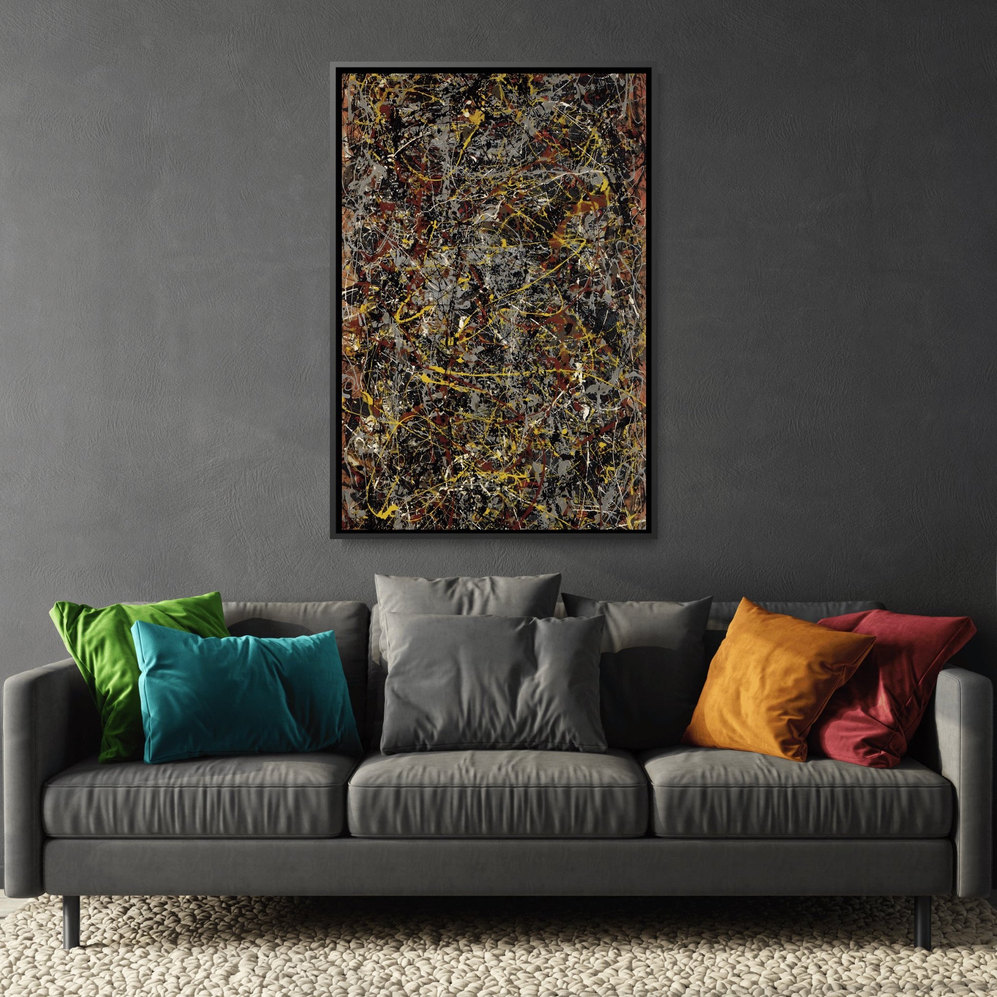 Jackson Pollock Number 5 - Abstract Framed Canvas Art Reproduction