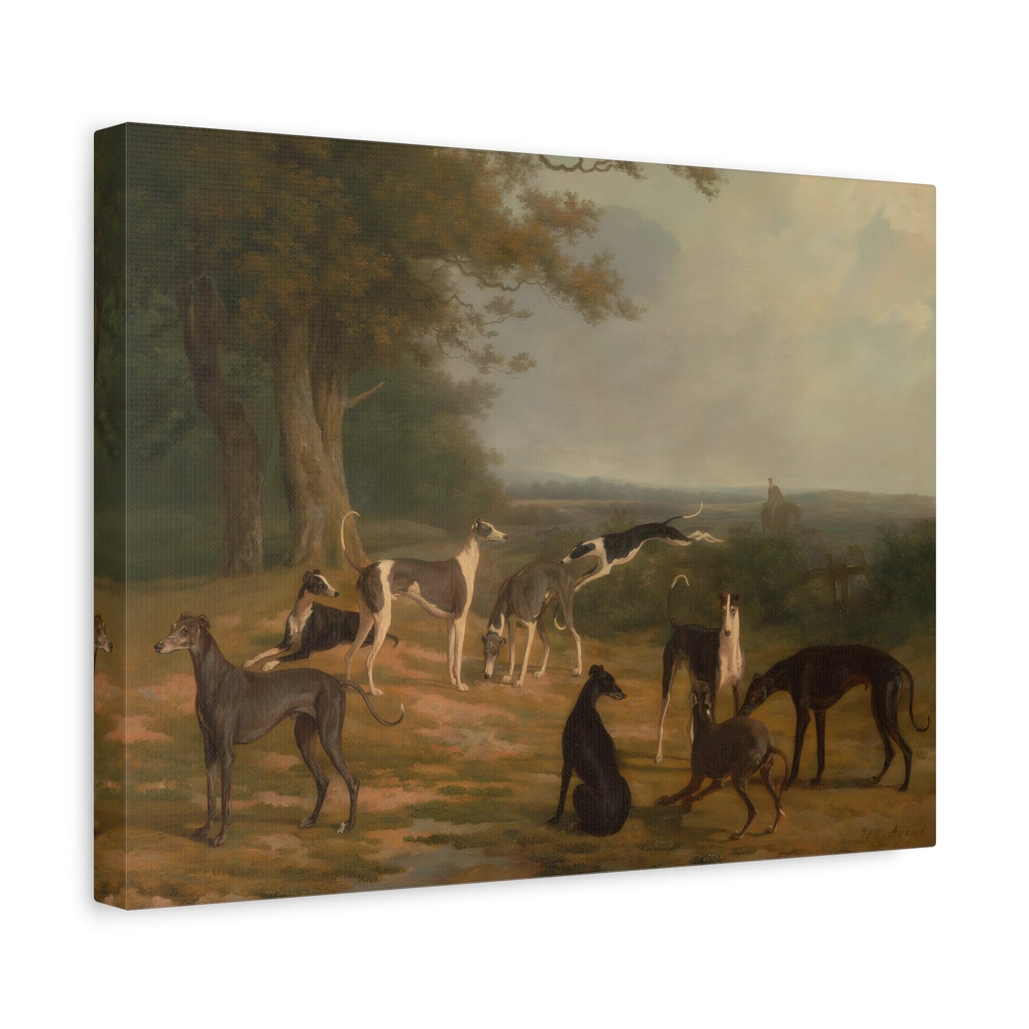 Jacques Agasse Nine Greyhounds Dog in a Landscape - Canvas Print