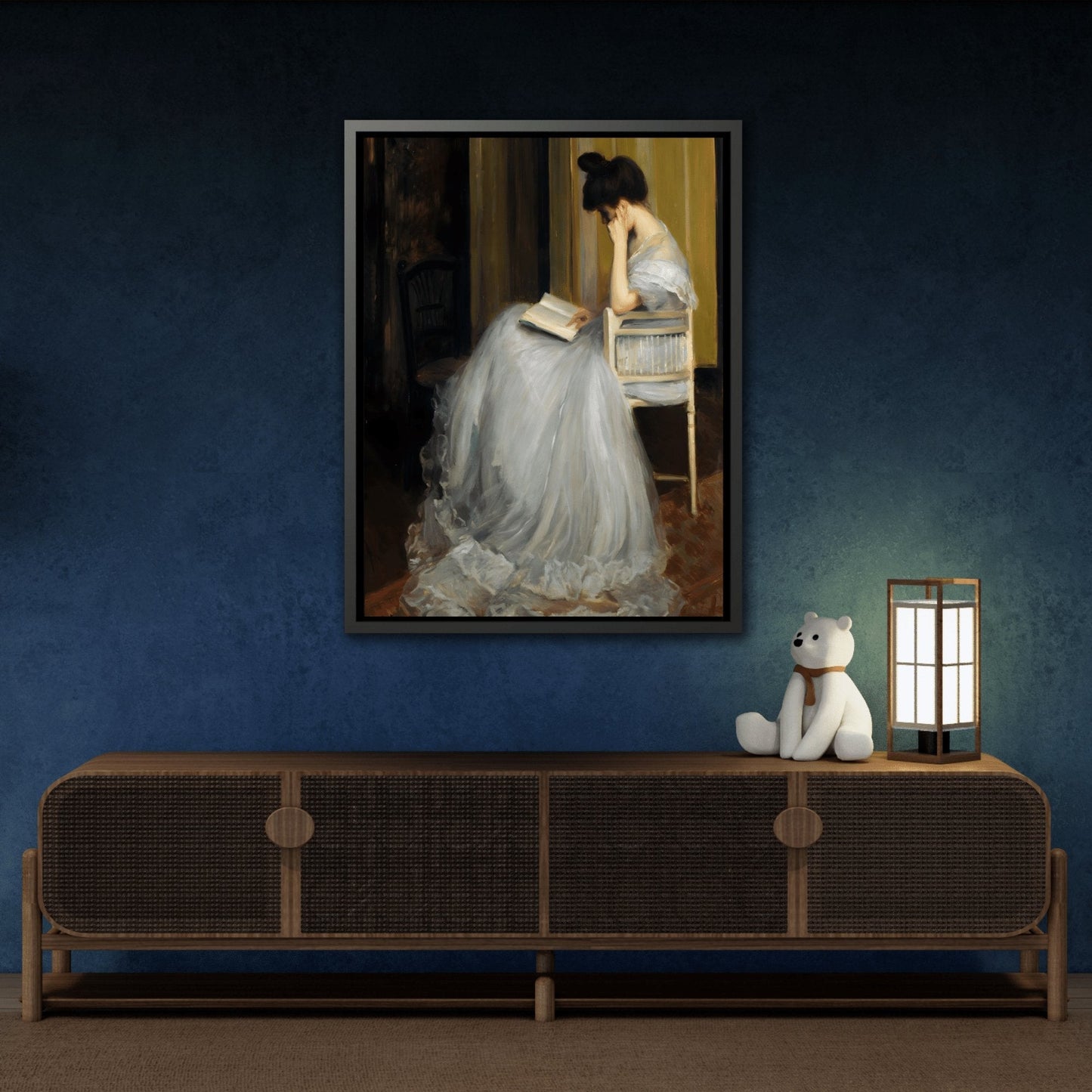 Jacques Emile Blanche Woman Reading - Framed Canvas Art Reproduction - YesArtYes